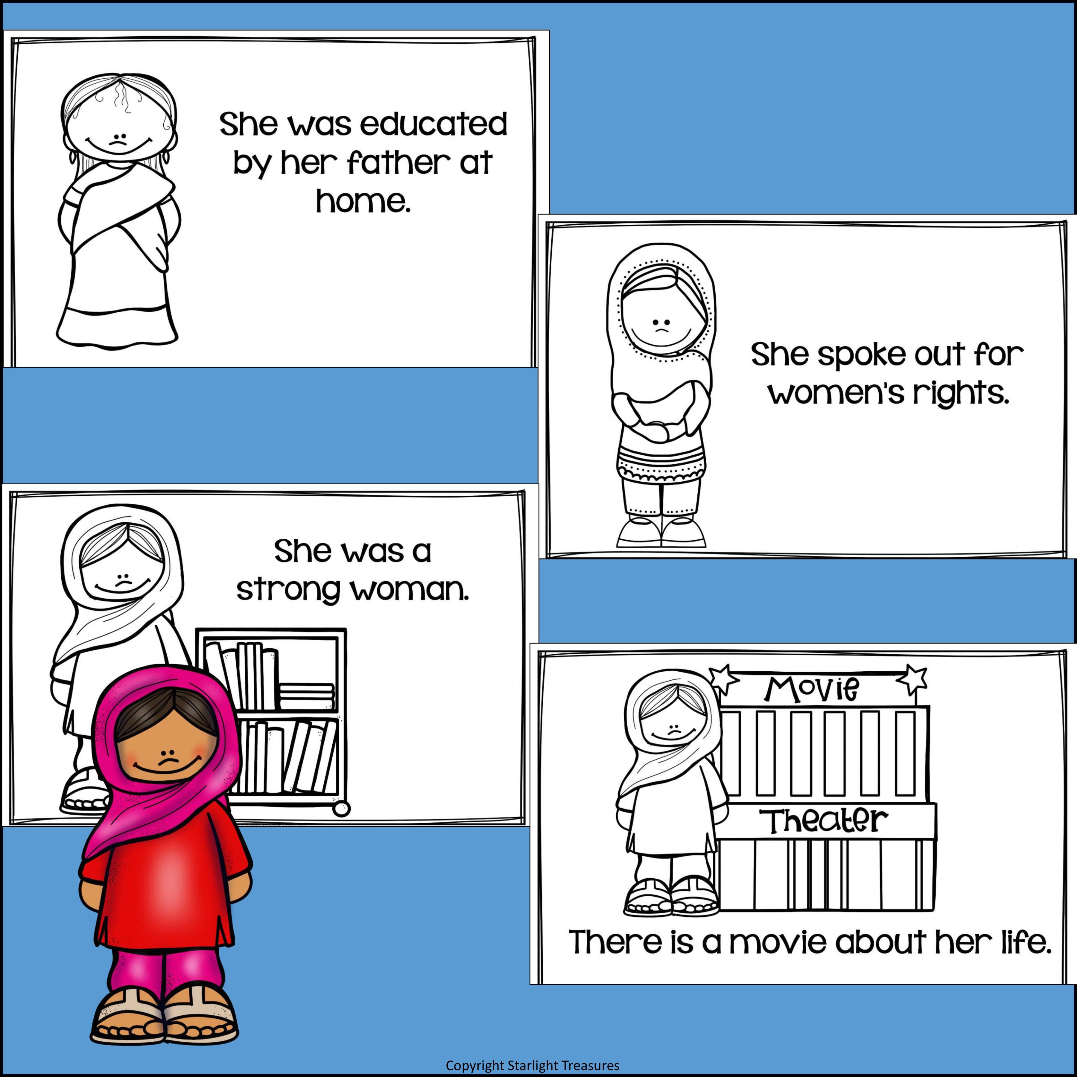 Malala Yousafzai Mini Book for Early Readers: Women's History Month