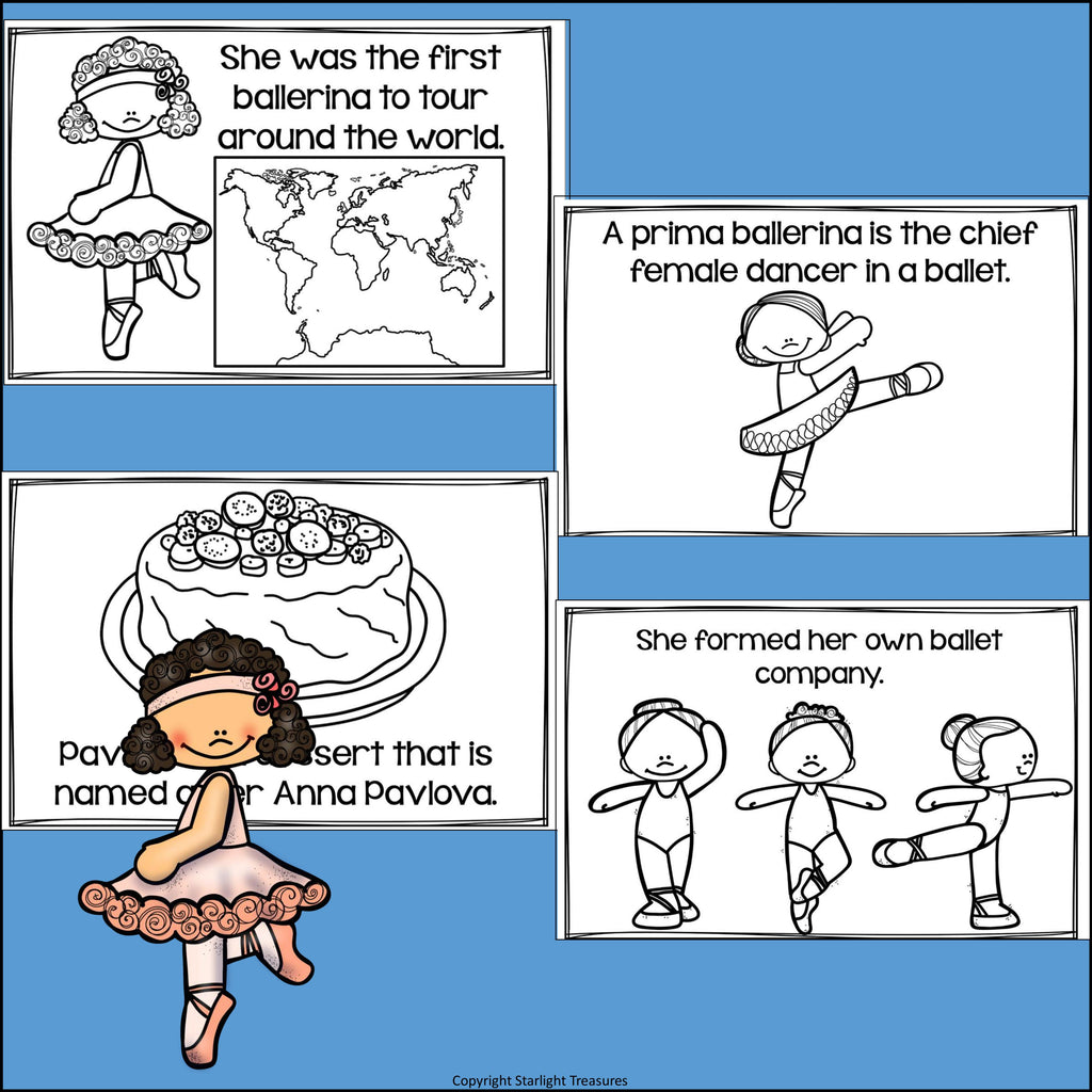 Anna Pavlova Mini Book for Early Readers: Women's History Month