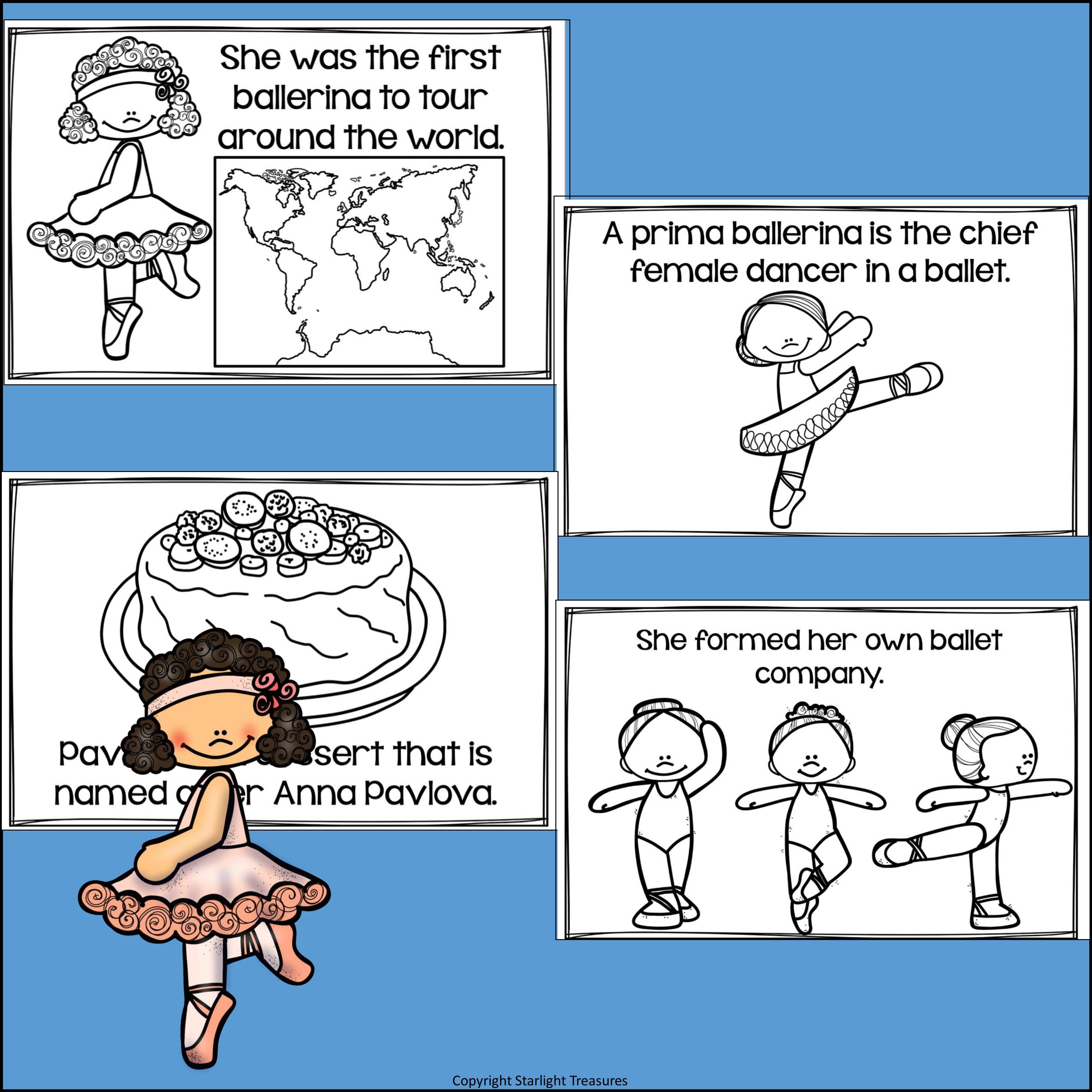 Anna Pavlova Mini Book for Early Readers: Women's History Month