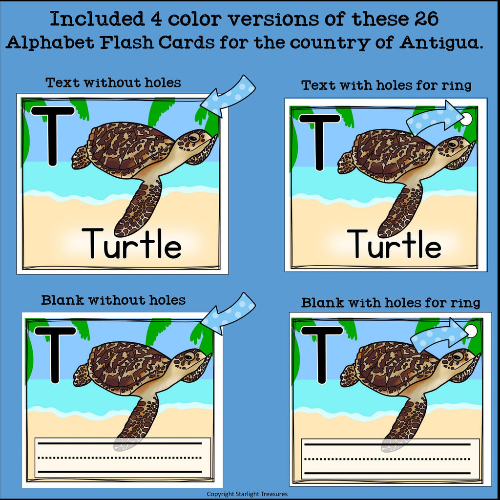 Alphabet Flash Cards for Early Readers - Country of Antigua and Barbuda