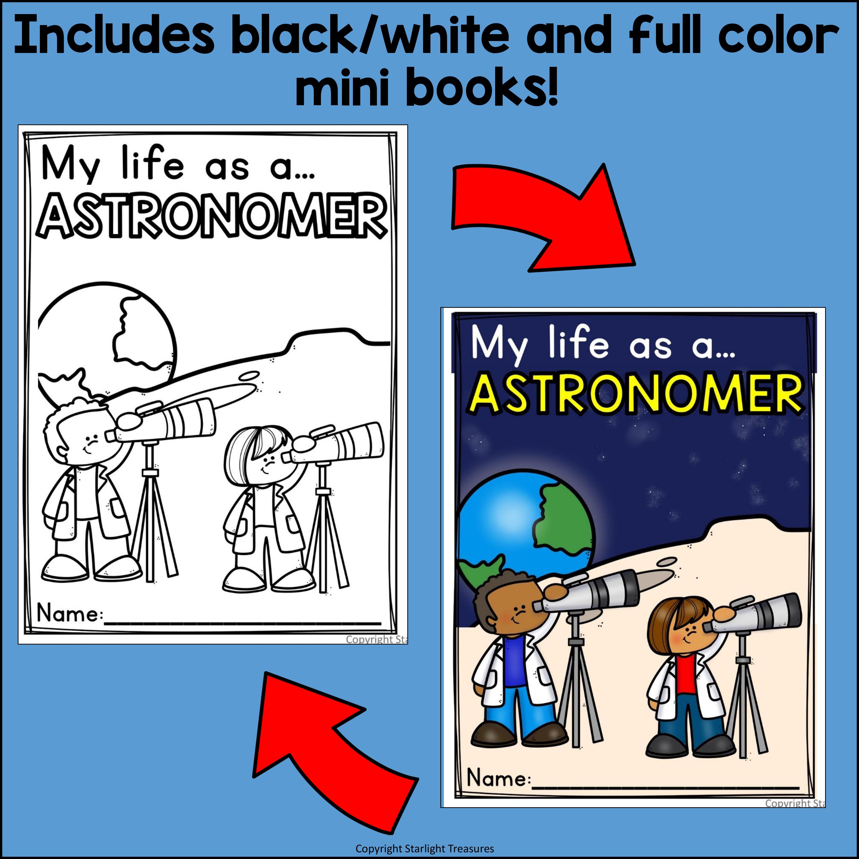 Astronomer Mini Book for Early Readers - Types of Scientists