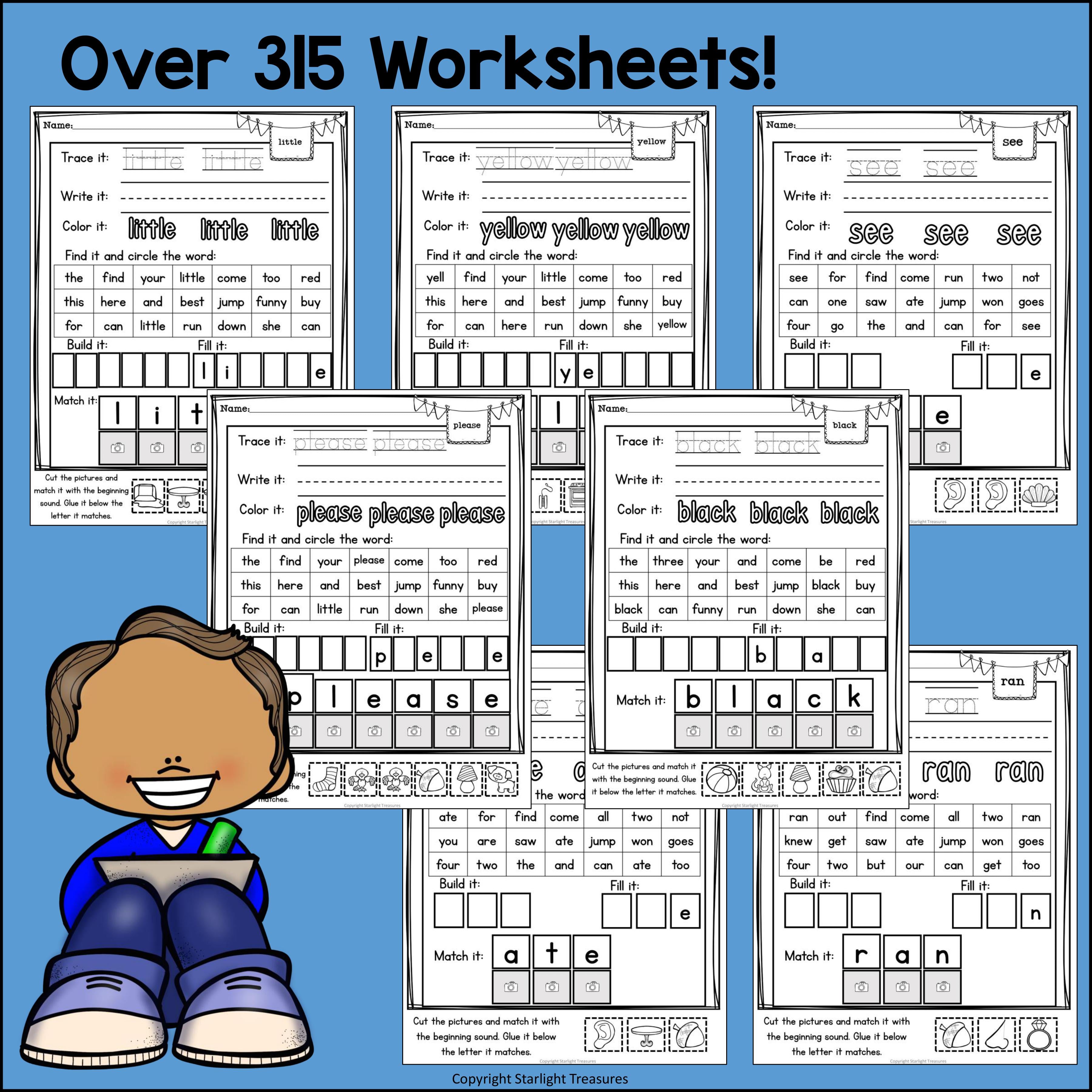 Dolch Sight Words Worksheets #1 and Activities for Early Readers