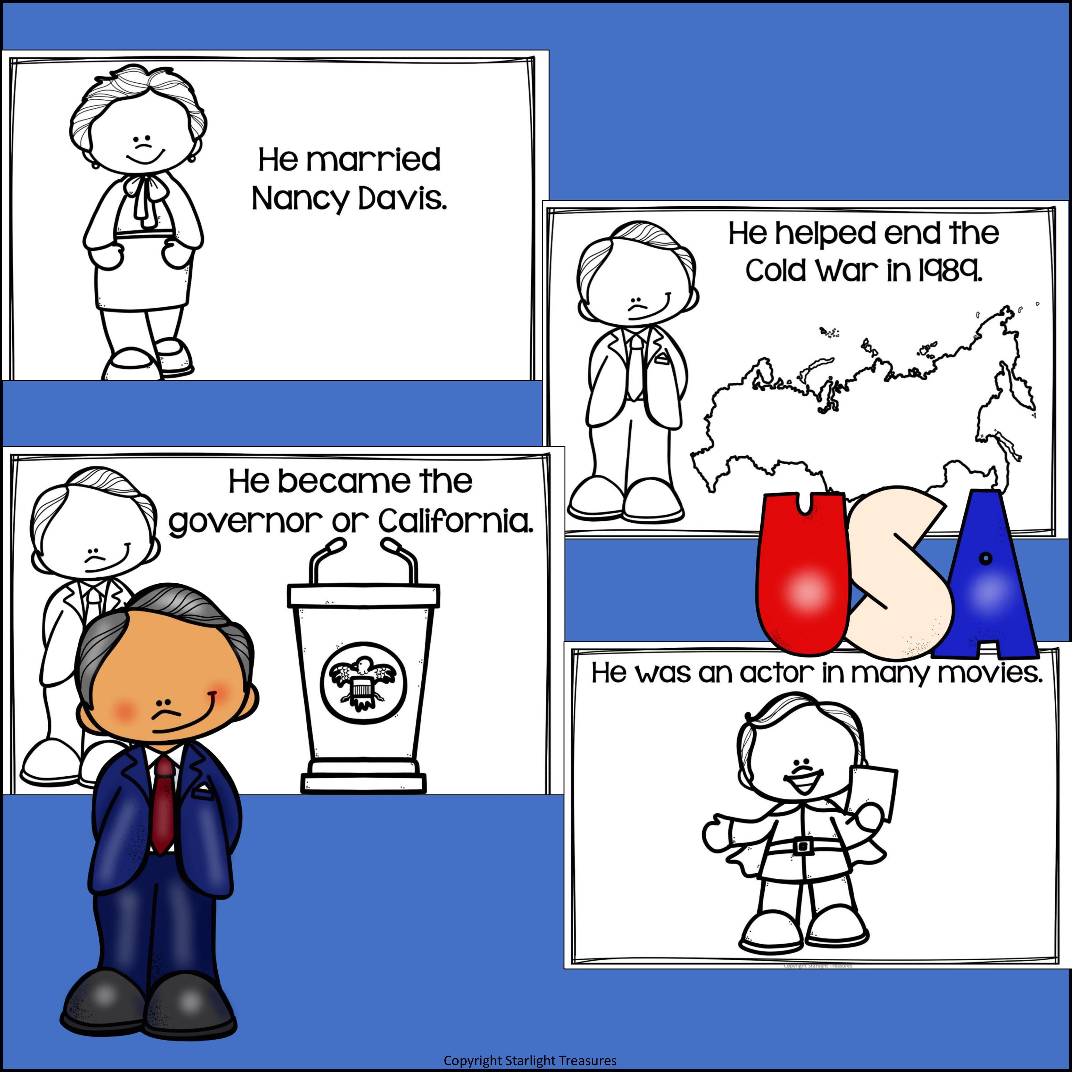 Ronald Reagan Mini Book for Early Readers: Presidents' Day