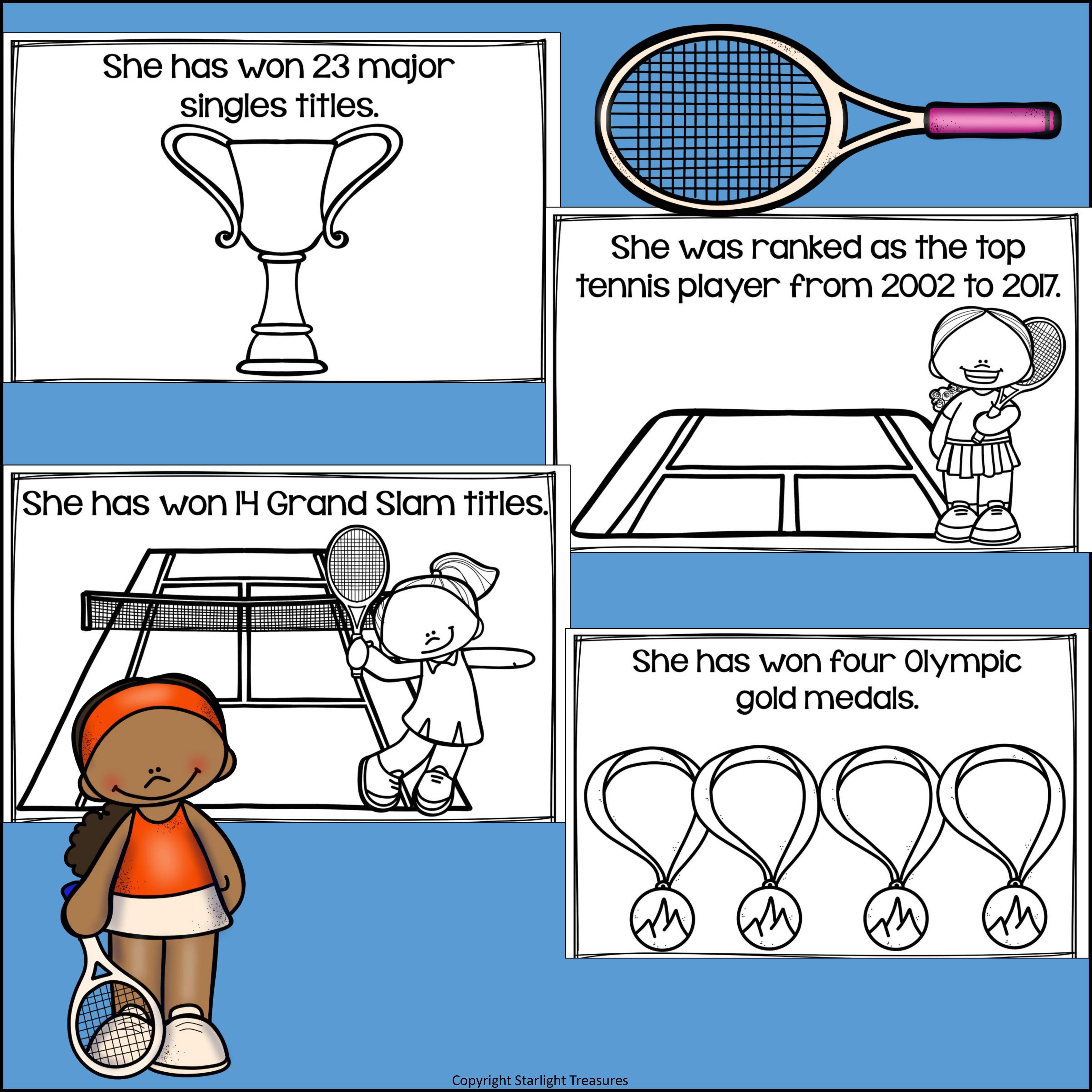 Serena Williams Mini Book for Early Readers: Women's History Month