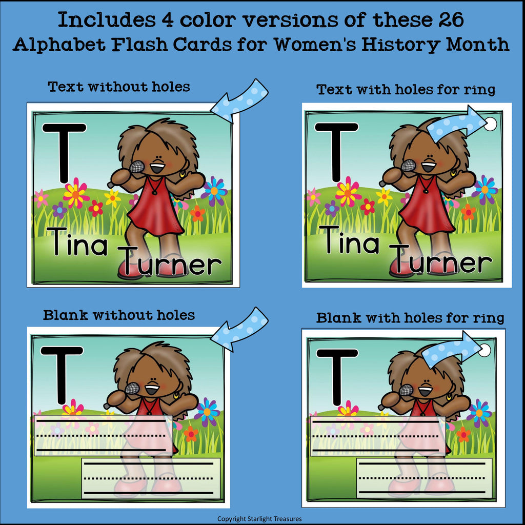 Alphabet Flash Cards for Early Readers - Women's History Month