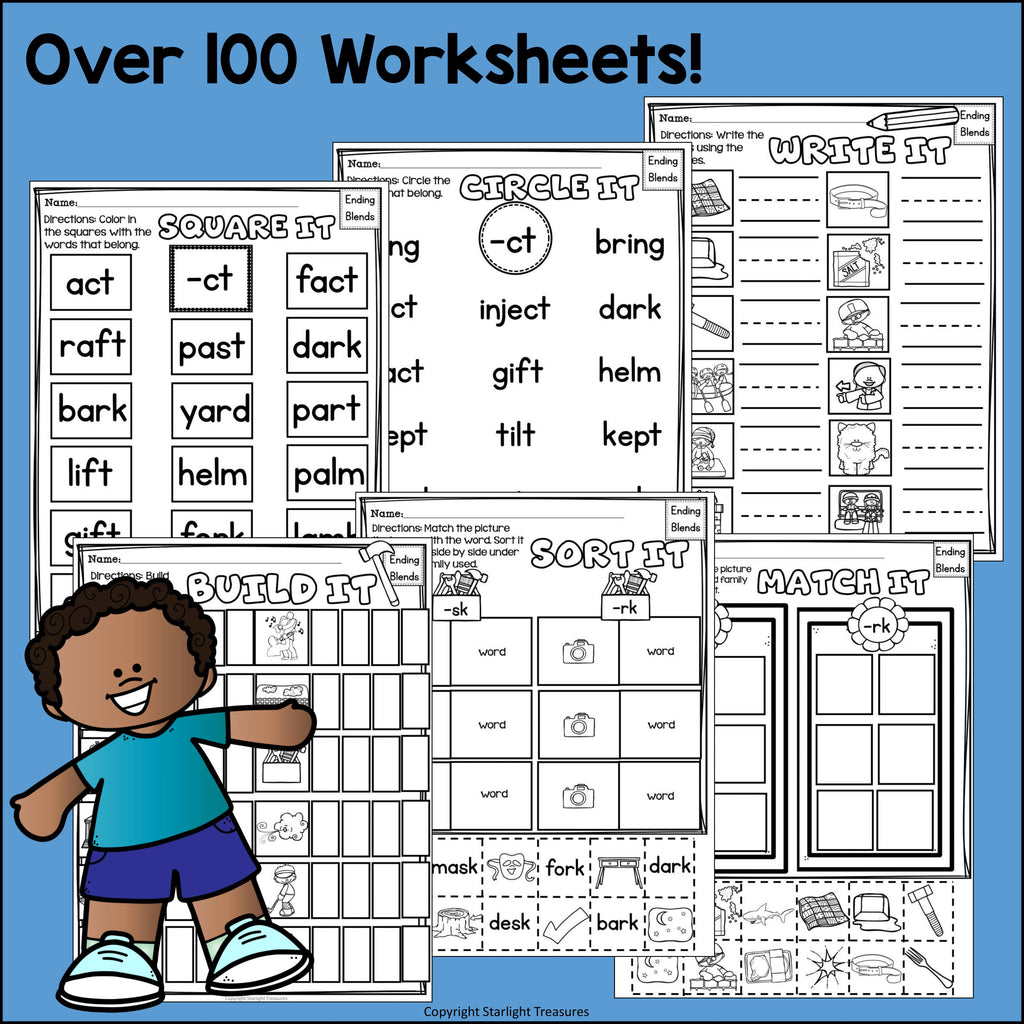 Ending Blends Worksheets and Activities for Early Readers