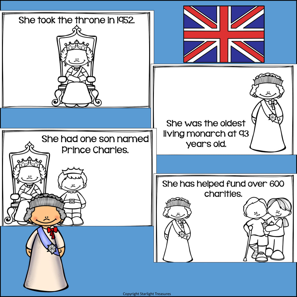 Queen Elizabeth II Mini Book for Early Readers: Women's History Month