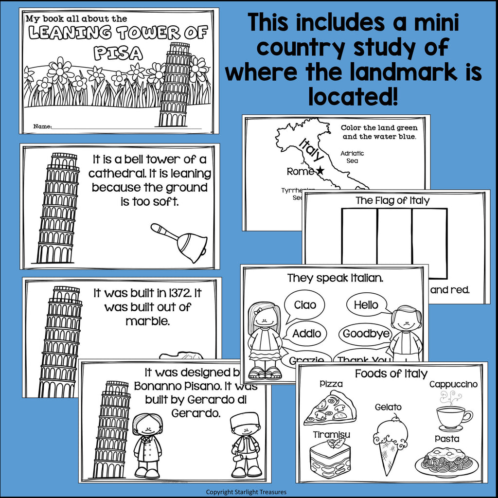 Leaning Tower of Pisa Complete Unit for Early Learners - World Landmarks