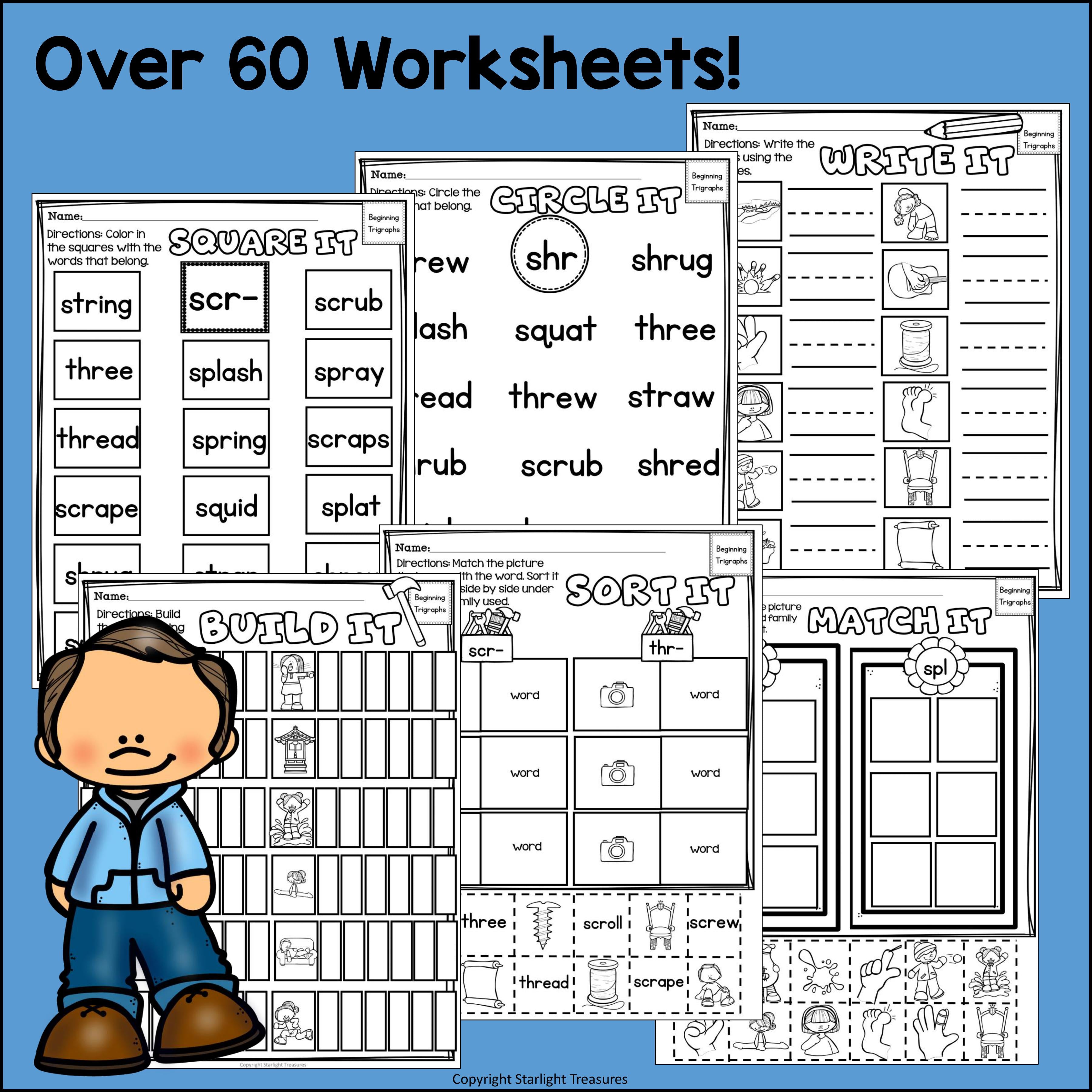 Beginning Trigraphs Worksheets and Activities for Early Readers