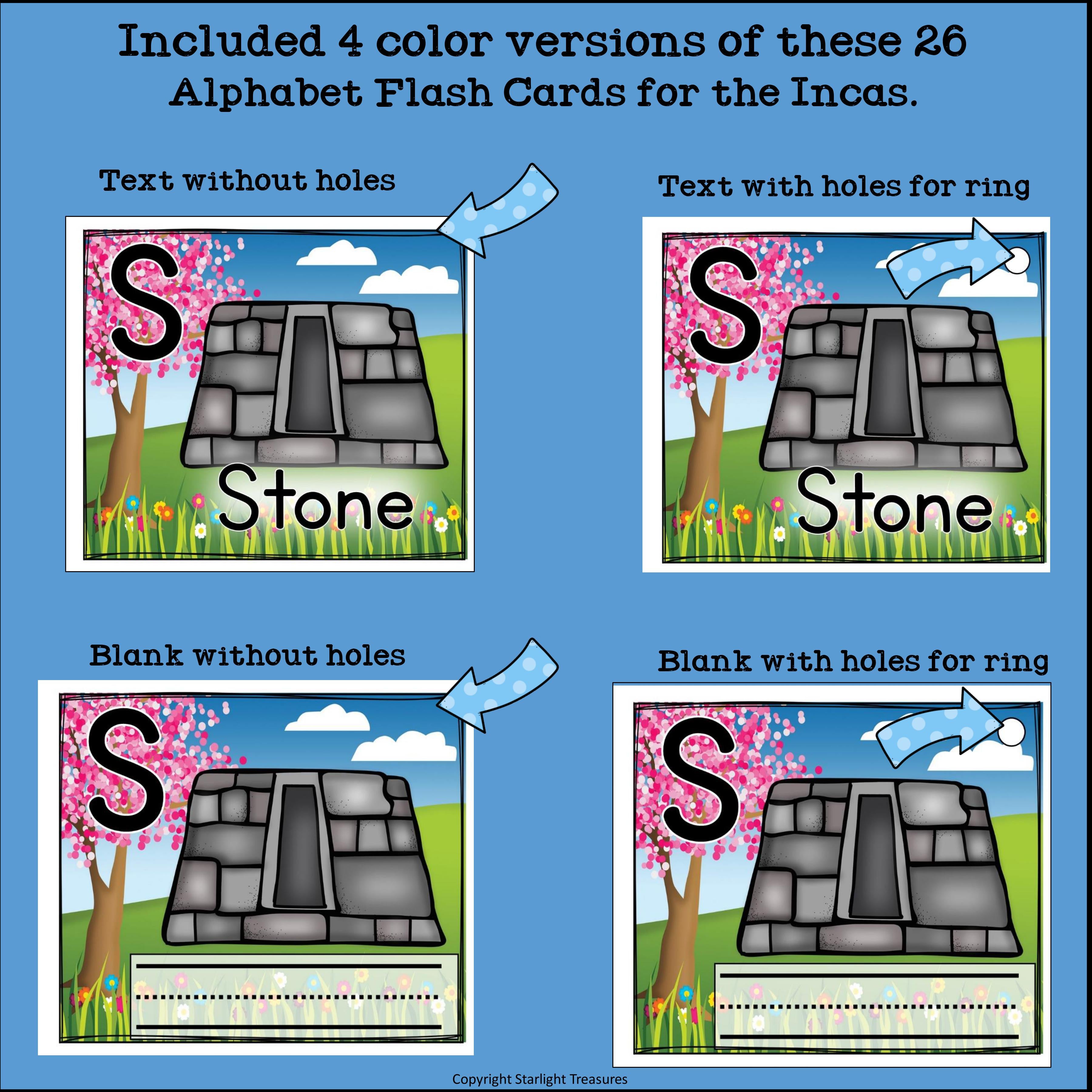 Alphabet Flash Cards for Early Readers - Incas