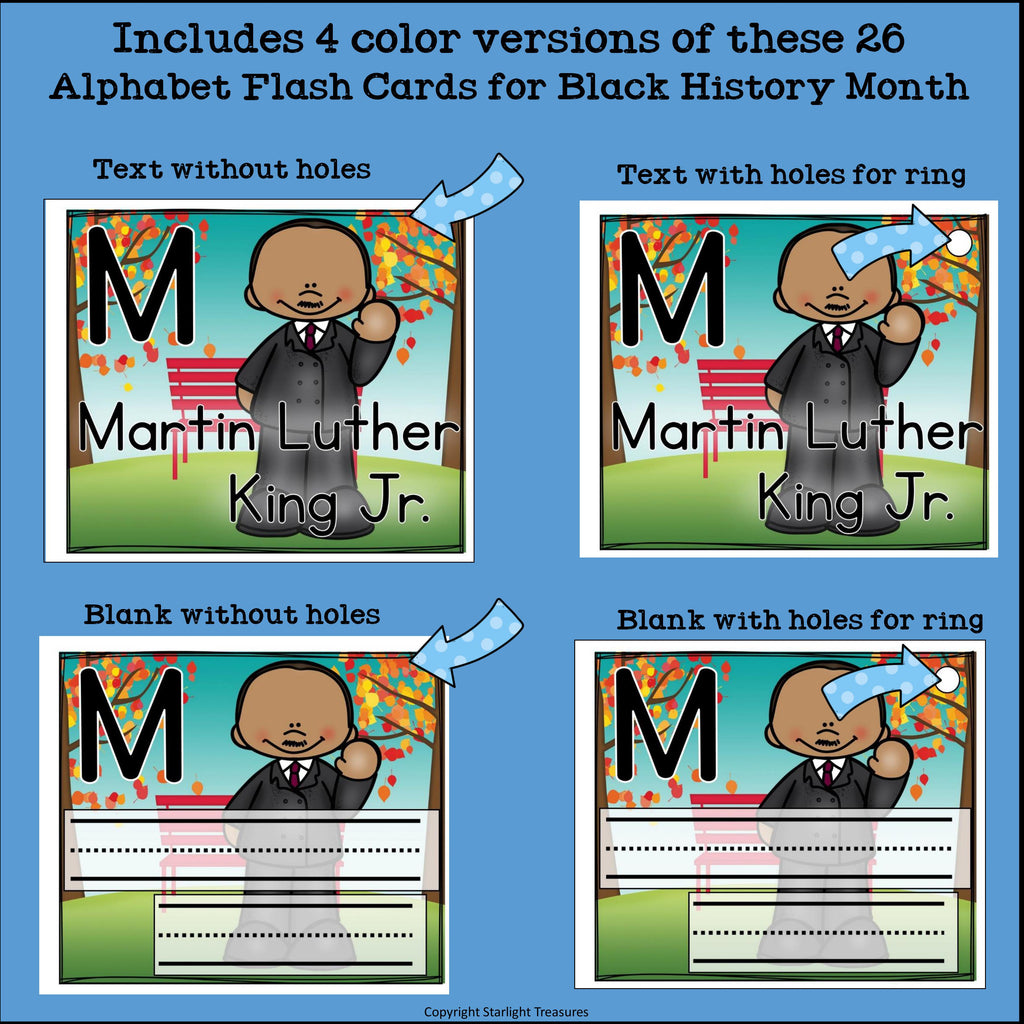 Alphabet Flash Cards for Early Readers - Black History Month