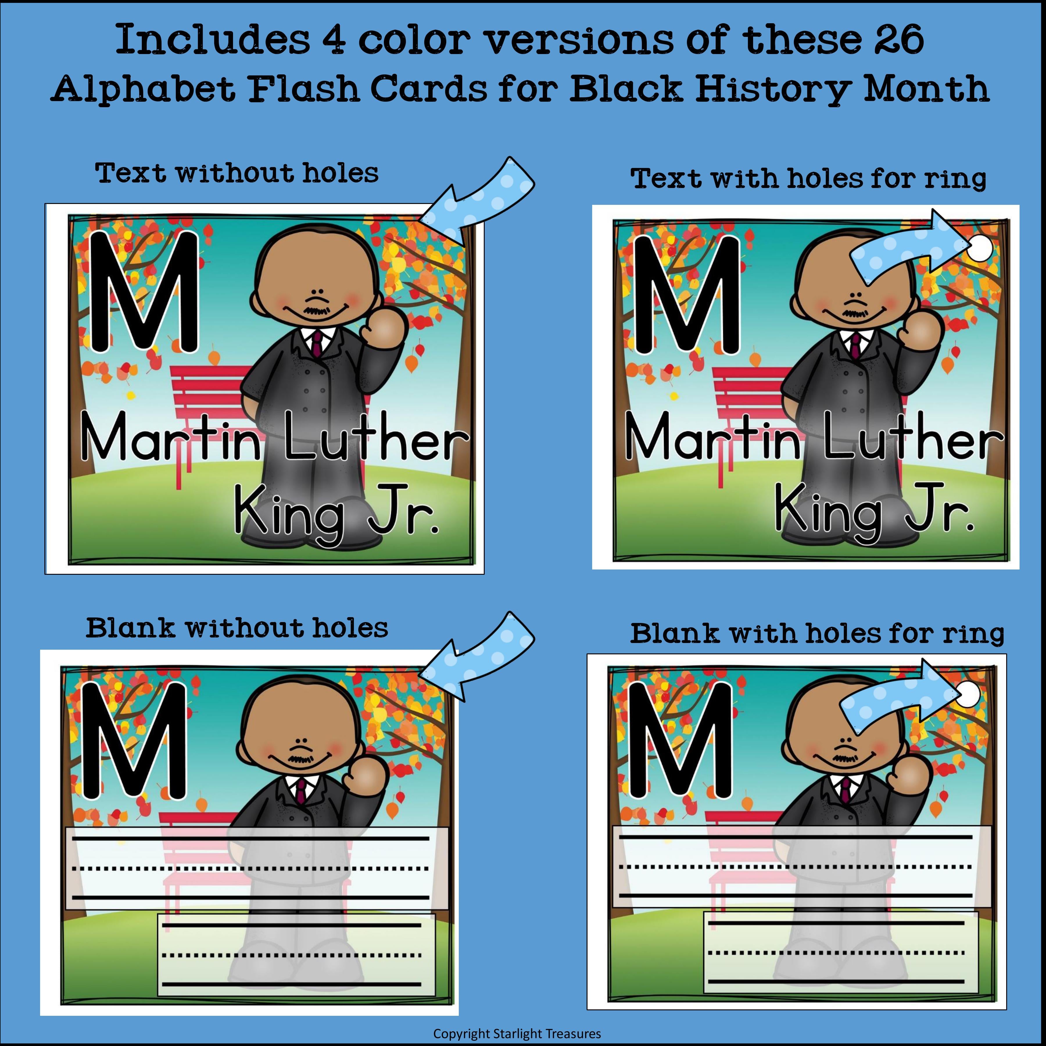 Alphabet Flash Cards for Early Readers - Black History Month