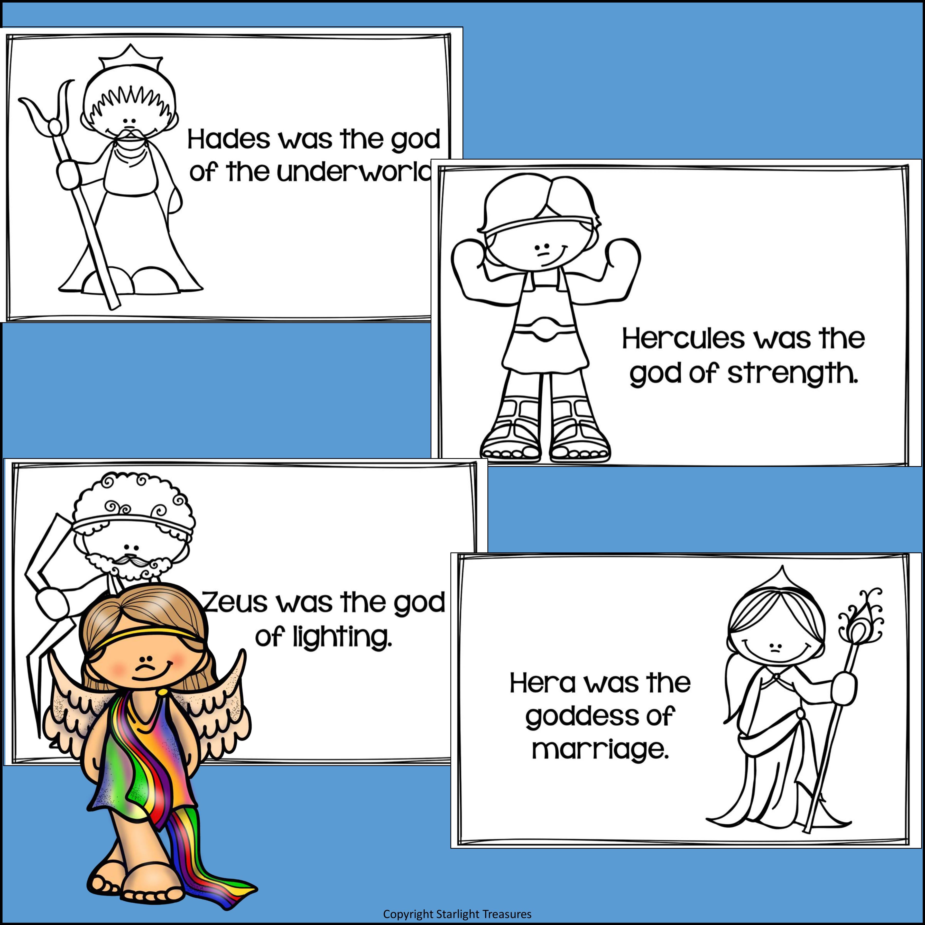 Greek Gods and Goddesses Mini Book for Early Readers - Greek Mythology