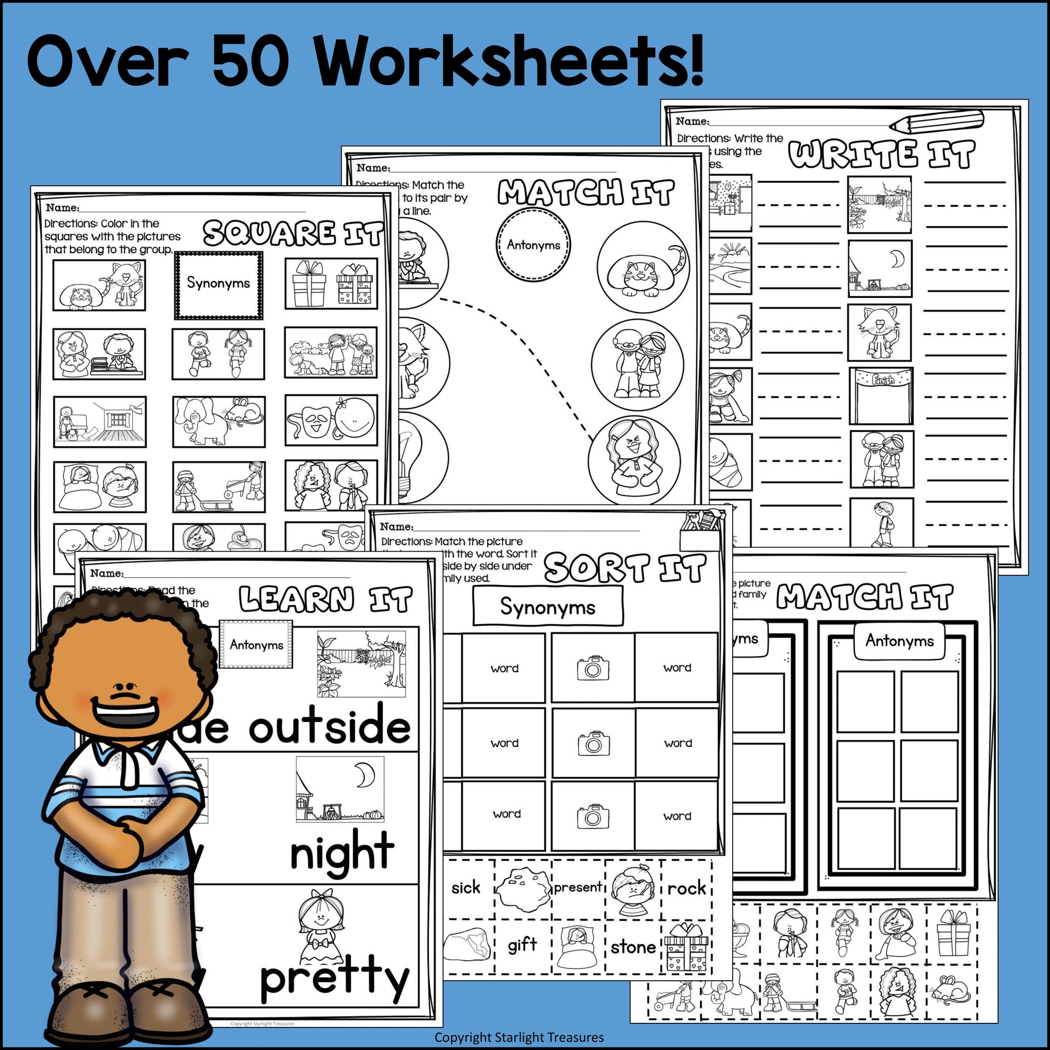 Synonyms & Antonyms Worksheets and Activities for Early Readers - Phon – Starlight Treasures LLC Synonyms & Antonyms Worksheets and Activities for Early Readers - Phon – Starlight Treasures LLC