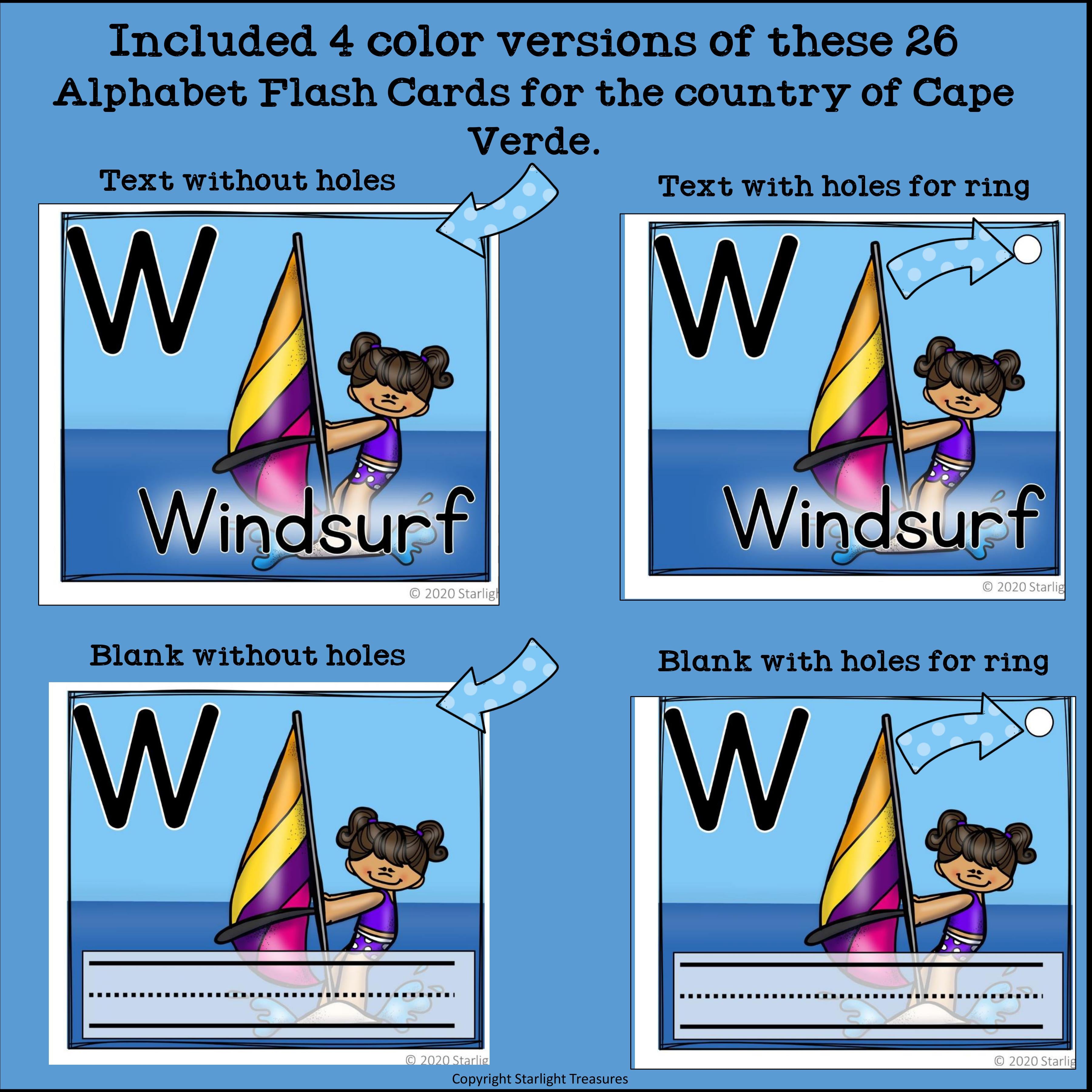 Alphabet Flash Cards for Early Readers - Country of Cape Verde