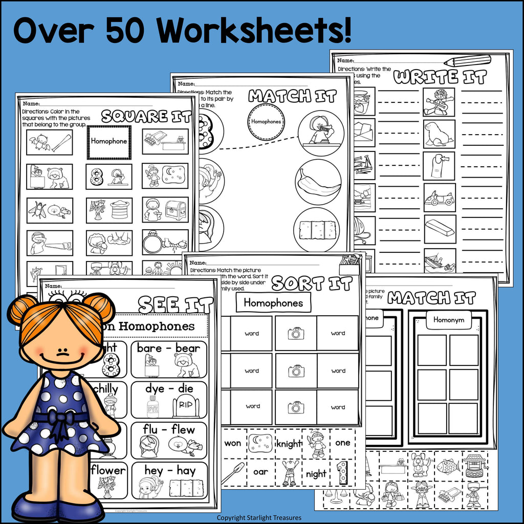 Homonyms and Homophones Worksheets and Activities for Early Readers
