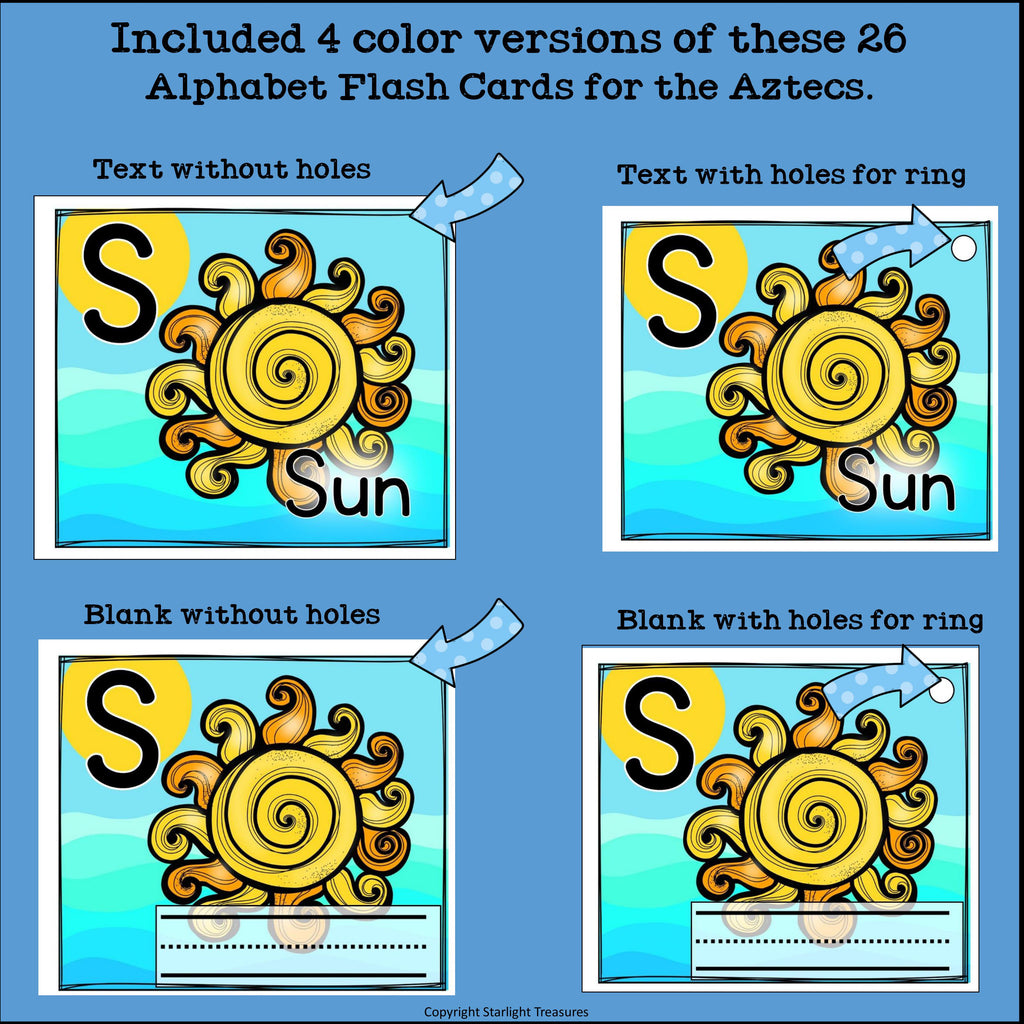 Alphabet Flash Cards for Early Readers - Aztecs
