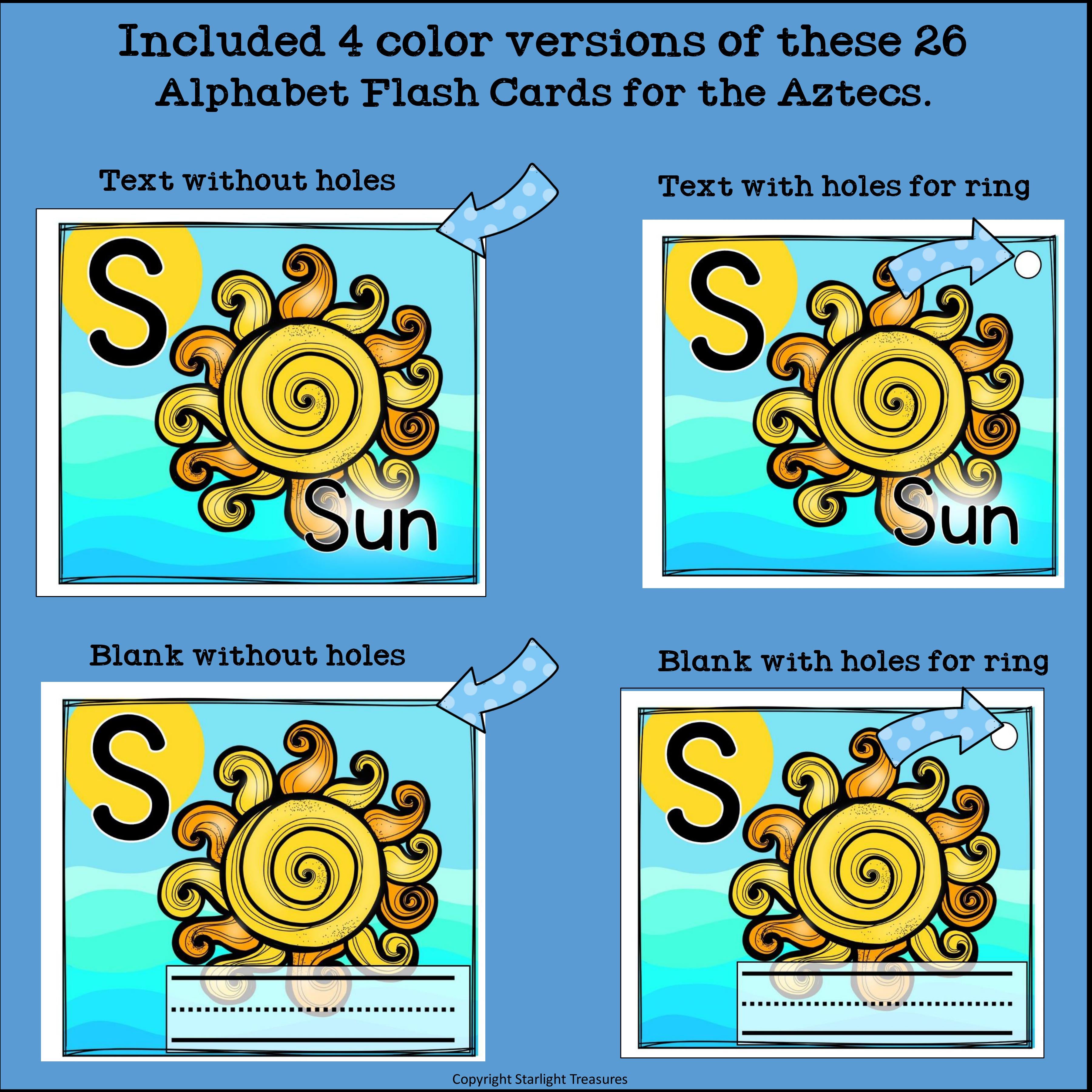 Alphabet Flash Cards for Early Readers - Aztecs