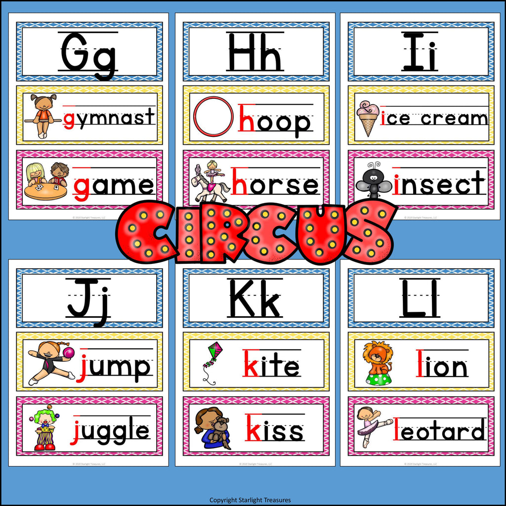 Alphabet Word Wall - Circus - A-Z Word Wall - FREEBIE
