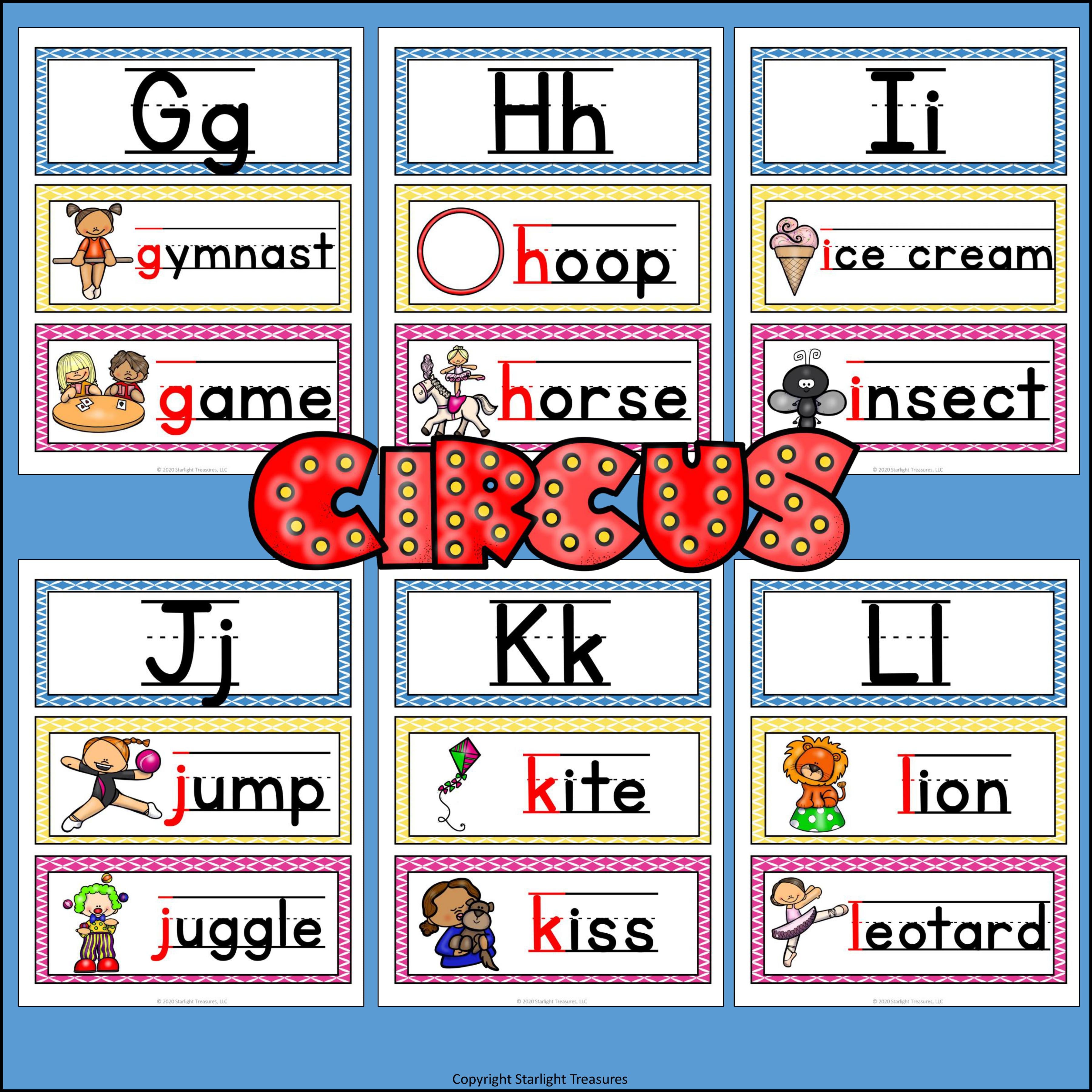 Alphabet Word Wall - Circus - A-Z Word Wall - FREEBIE
