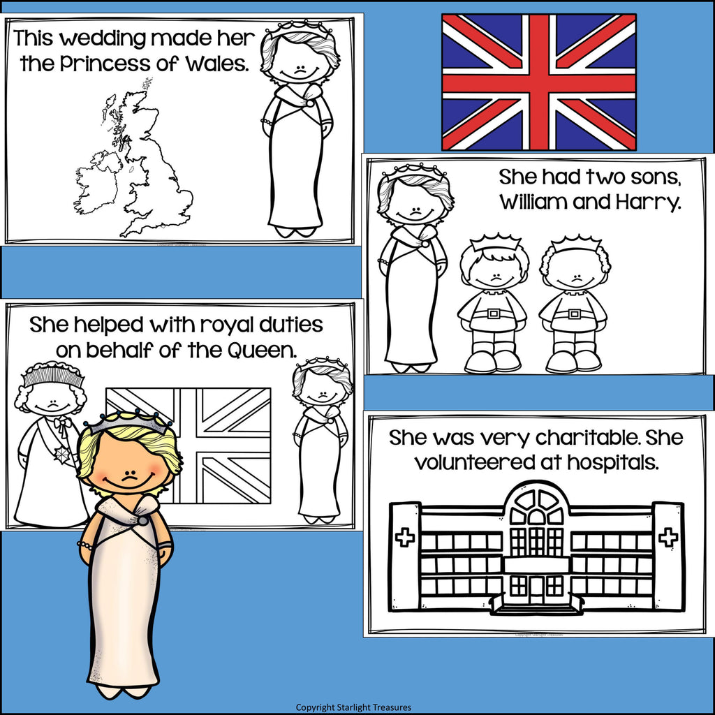 Princess Diana Mini Book for Early Readers: Women's History Month