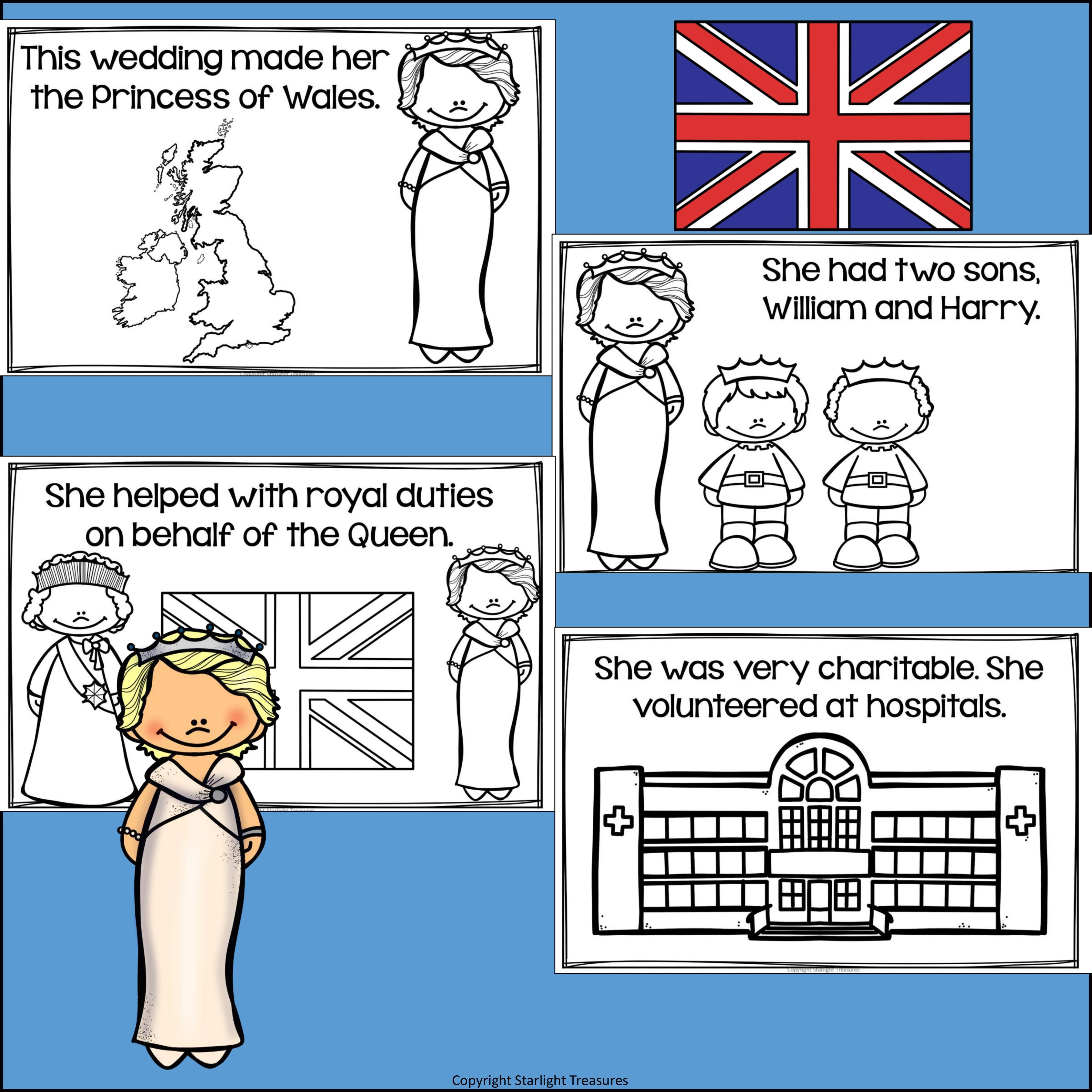 Princess Diana Mini Book for Early Readers: Women's History Month