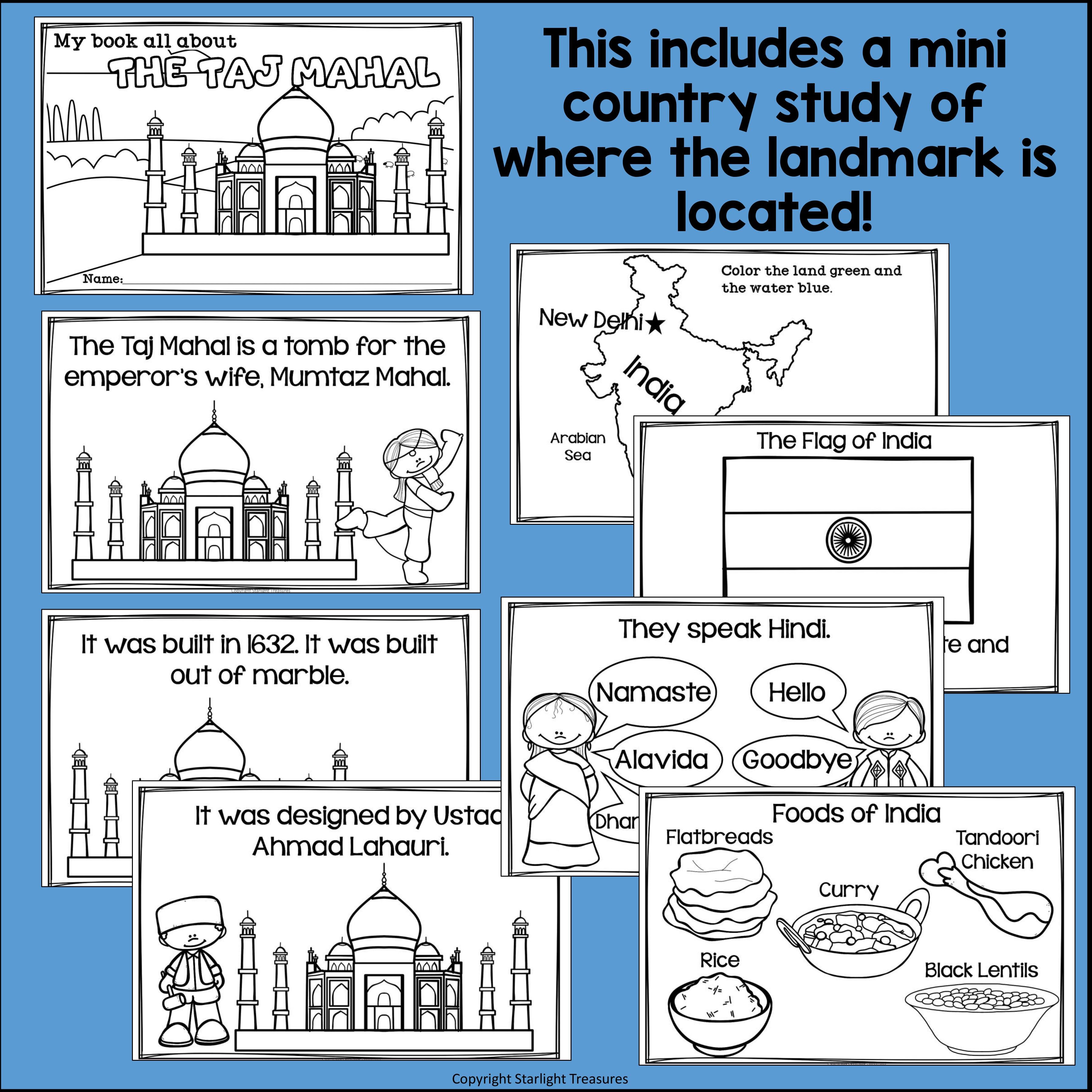Taj Mahal Complete Unit for Early Learners - World Landmarks