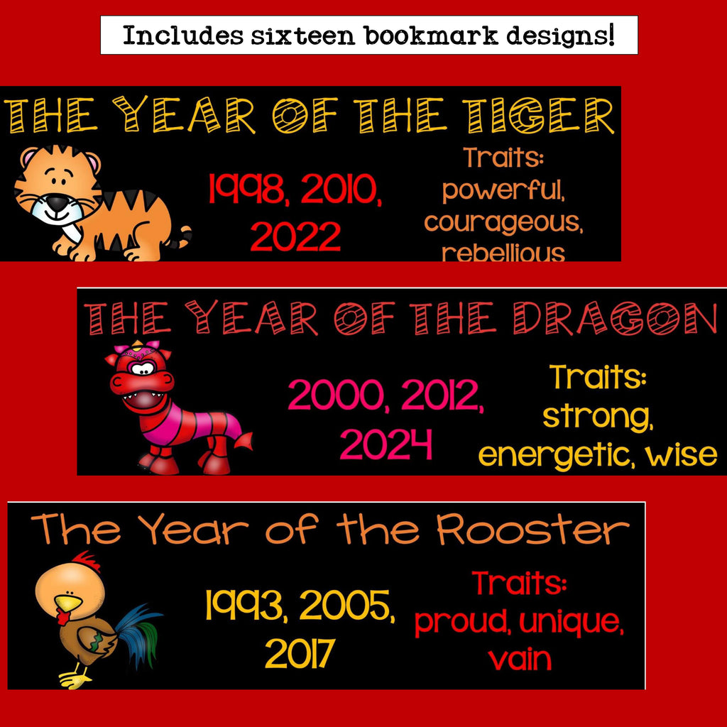 Chinese New Year Cut n' Color Bookmarks: Black and White AND Full Color
