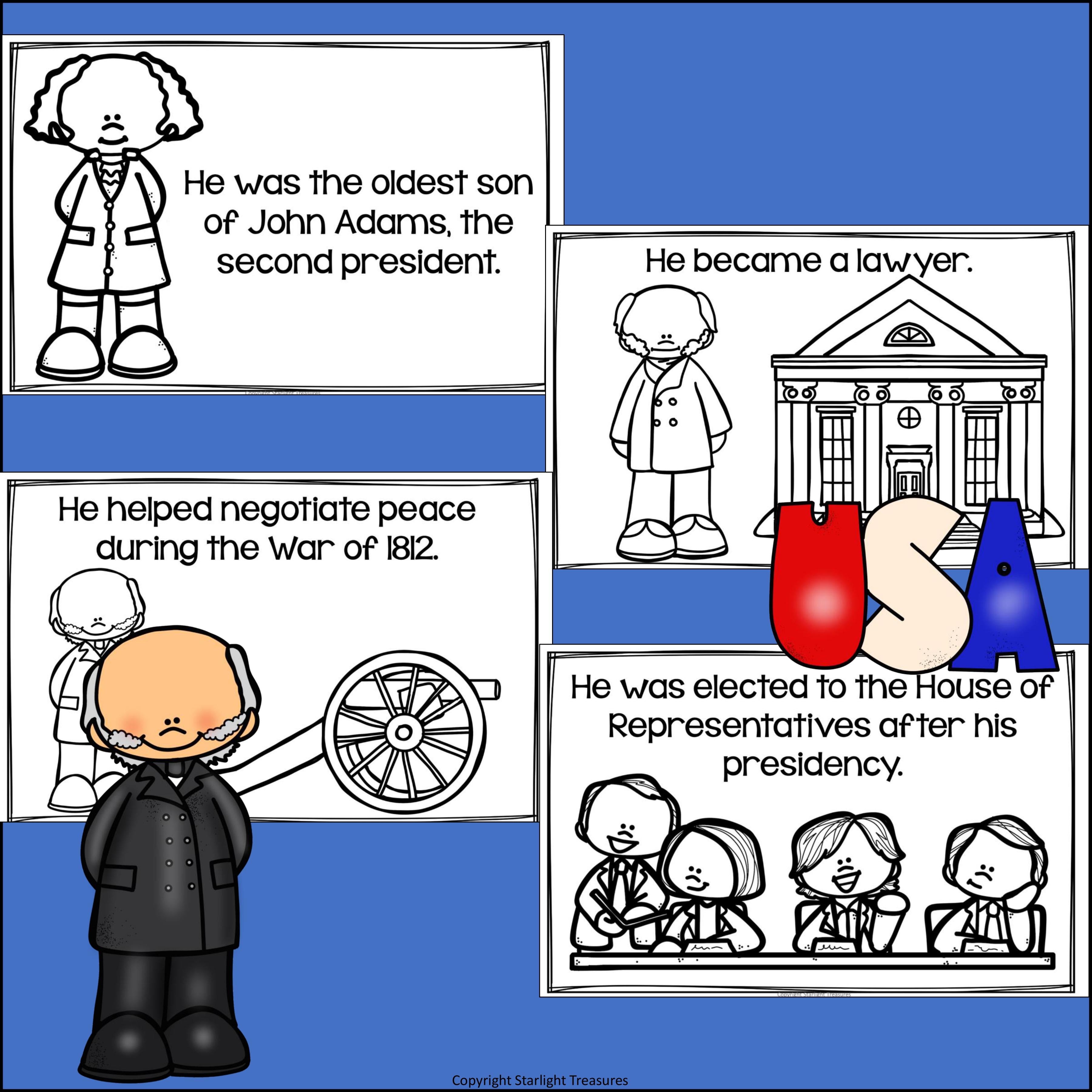 John Quincy Adams Mini Book for Early Readers: Presidents' Day