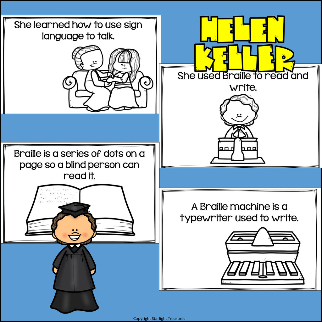 Helen Keller Mini Book for Early Readers: Women's History Month