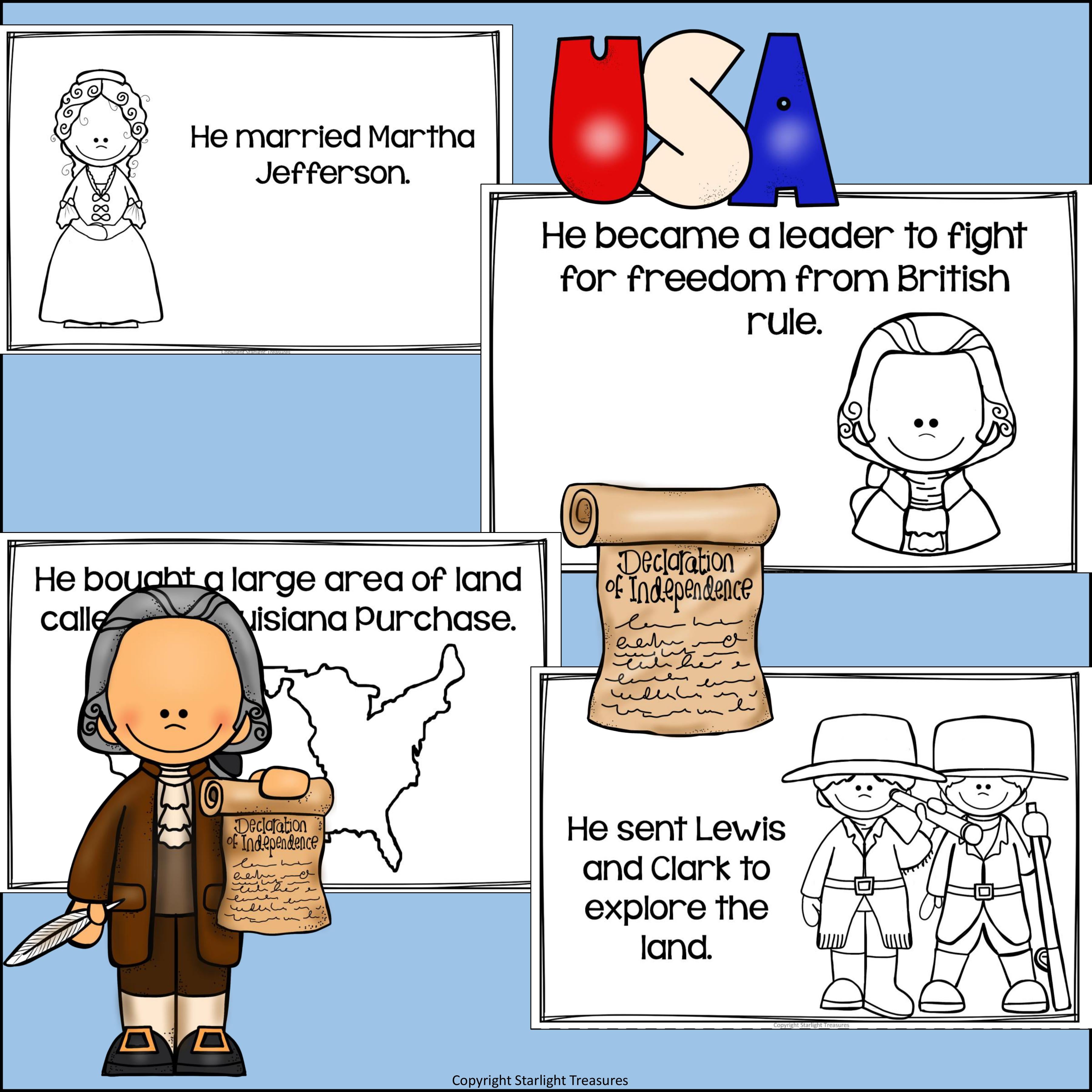 Thomas Jefferson Mini Book for Early Readers: Presidents' Day