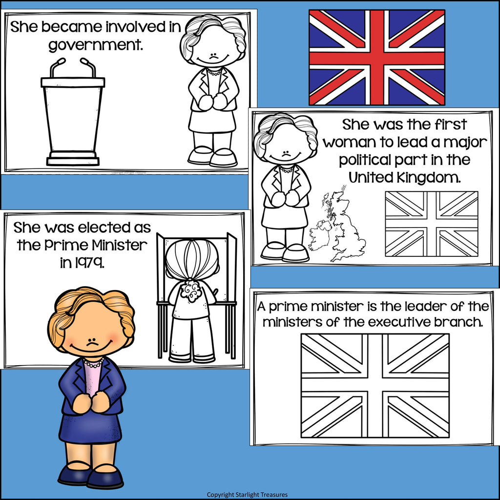 Margaret Thatcher Mini Book for Early Readers: Women's History Month
