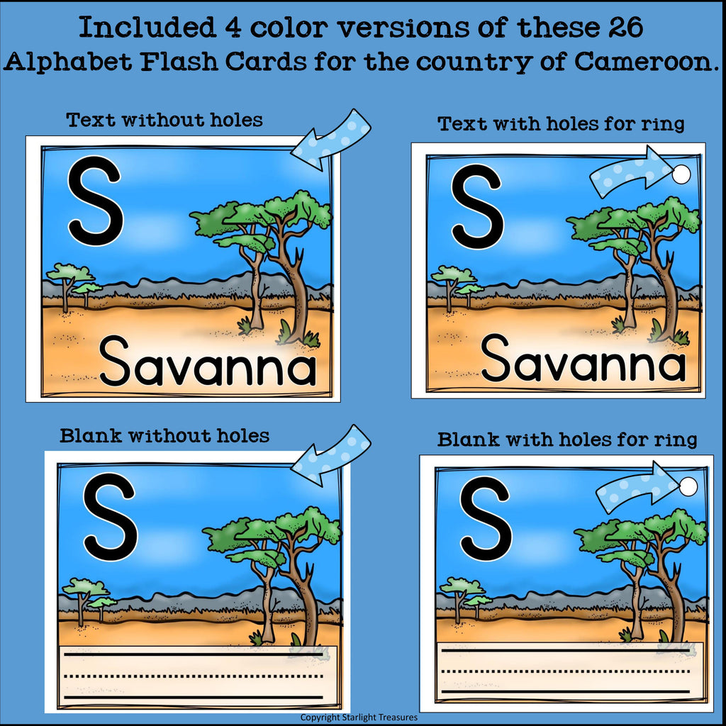 Alphabet Flash Cards for Early Readers - Country of Cameroon