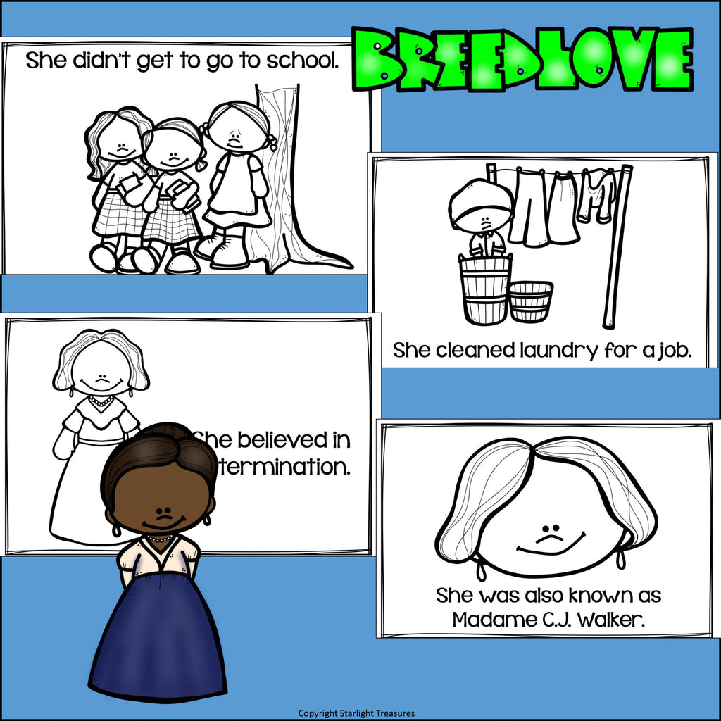Sarah Breedlove Walker Mini Book for Early Readers: Black History Month