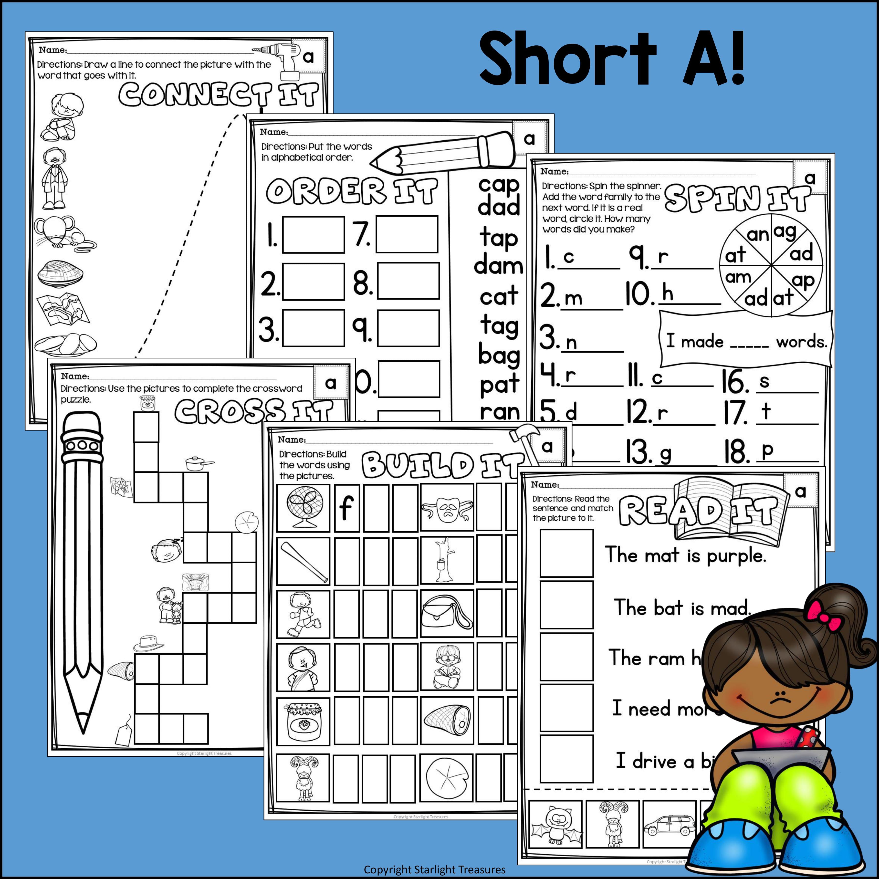 Short A Worksheets and Activities for Early Readers 