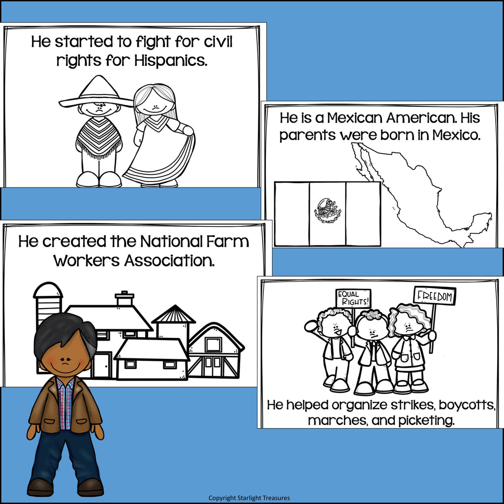 Cesar Chavez Mini Book for Early Readers: Hispanic Heritage Month