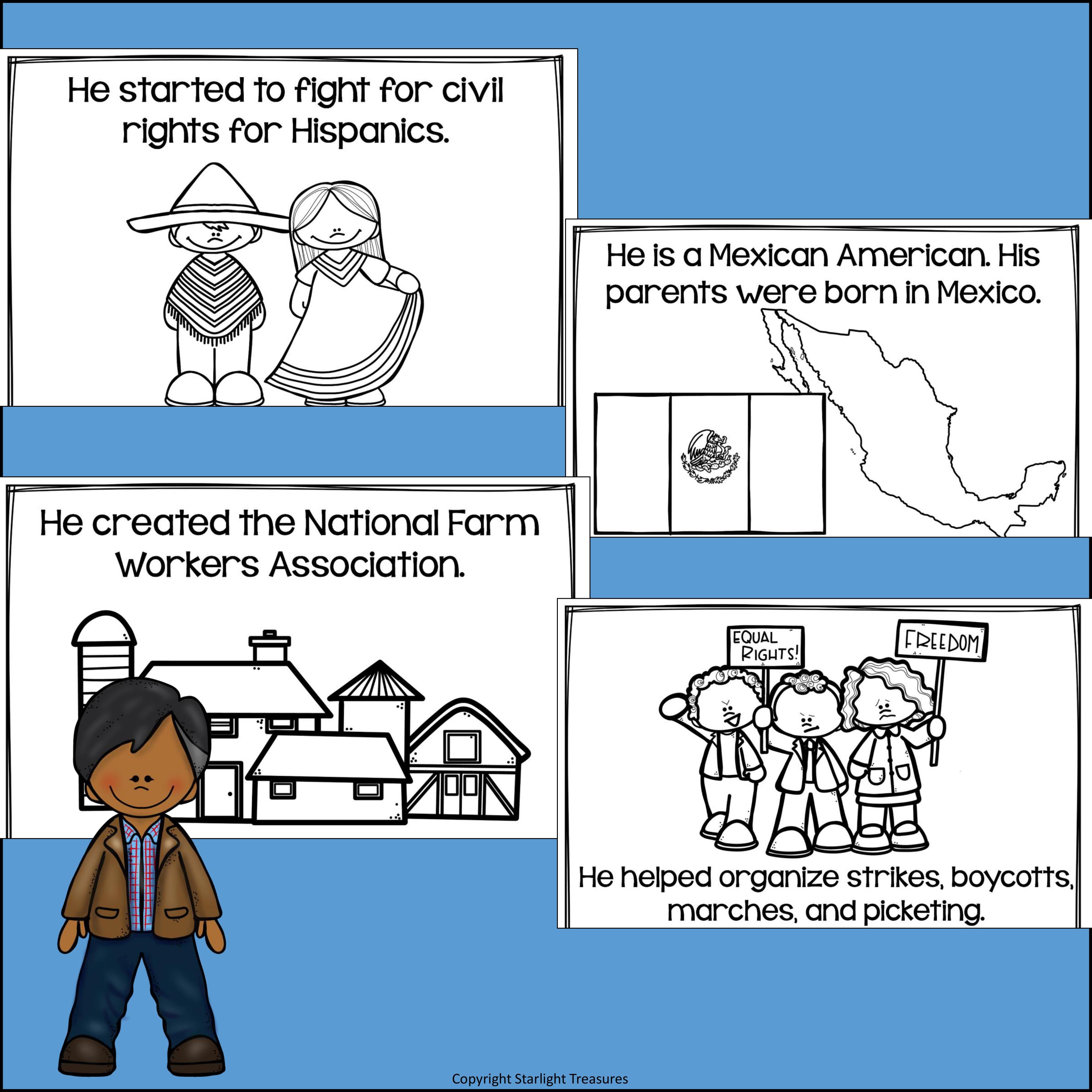 Cesar Chavez Mini Book for Early Readers: Hispanic Heritage Month