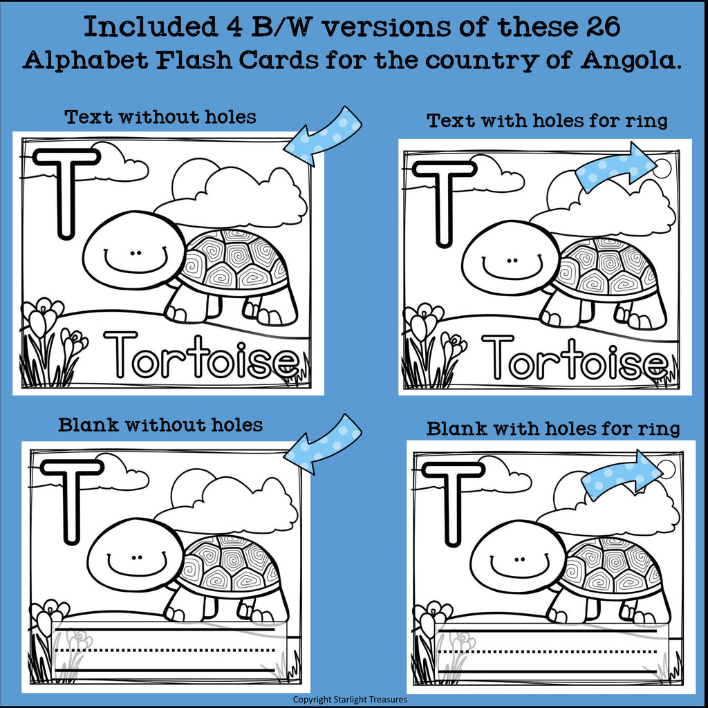 Alphabet Flash Cards for Early Readers - Country of Angola