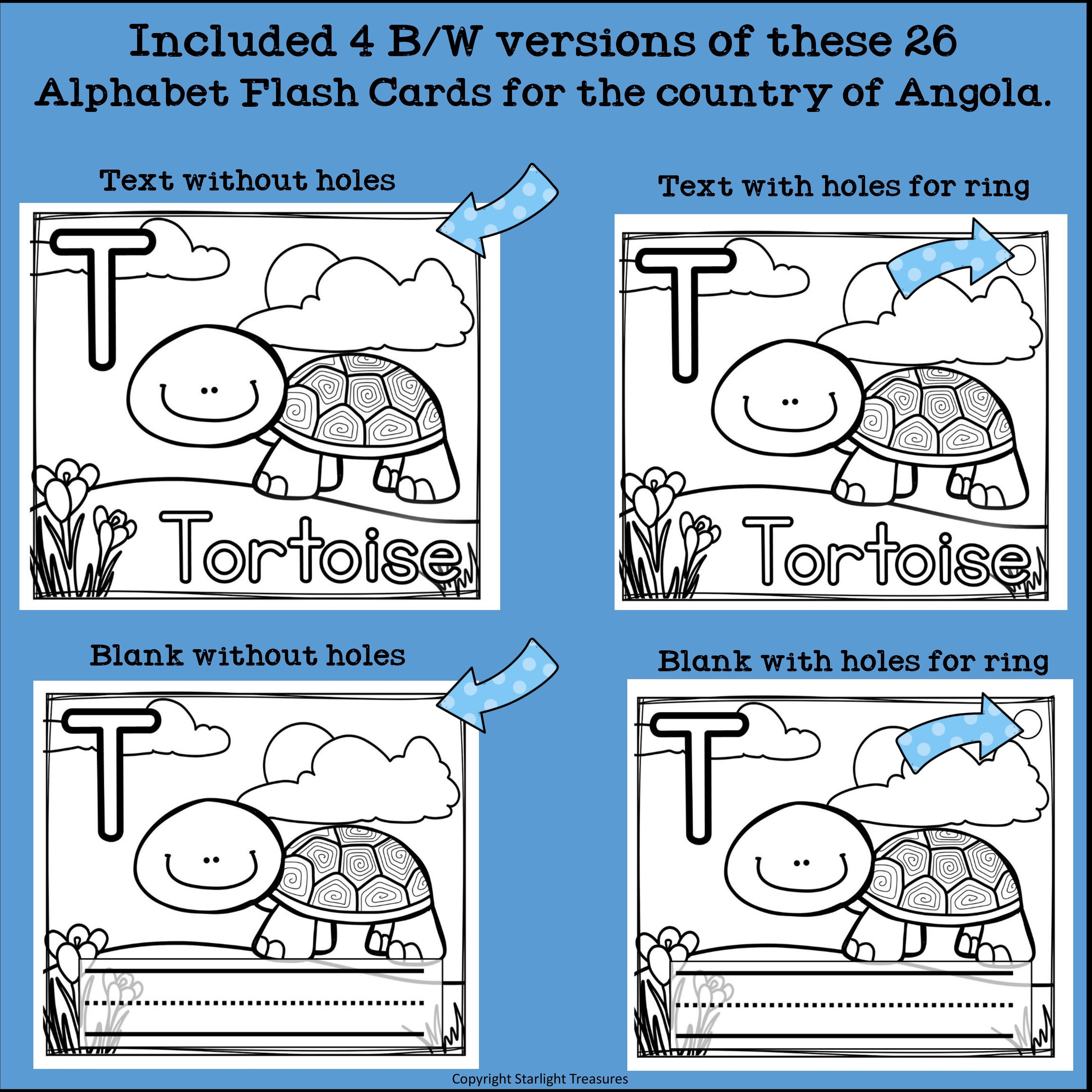 Alphabet Flash Cards for Early Readers - Country of Angola