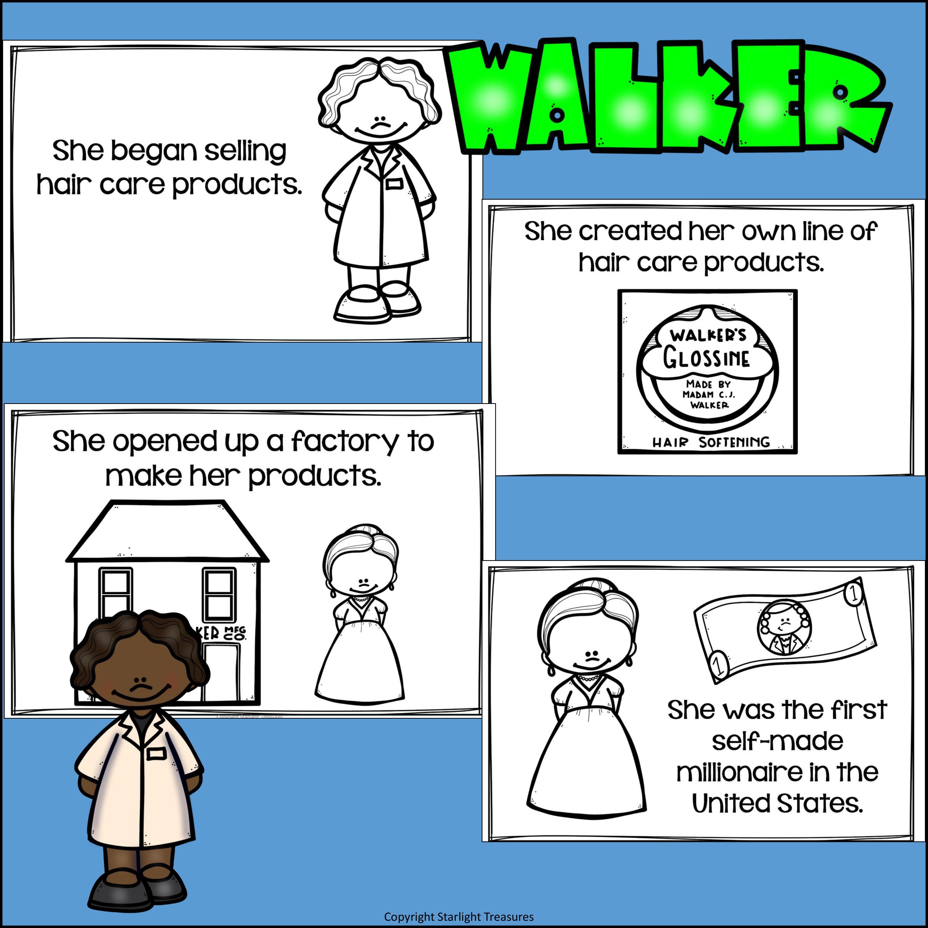Sarah Breedlove Walker Mini Book for Early Readers: Black History Month