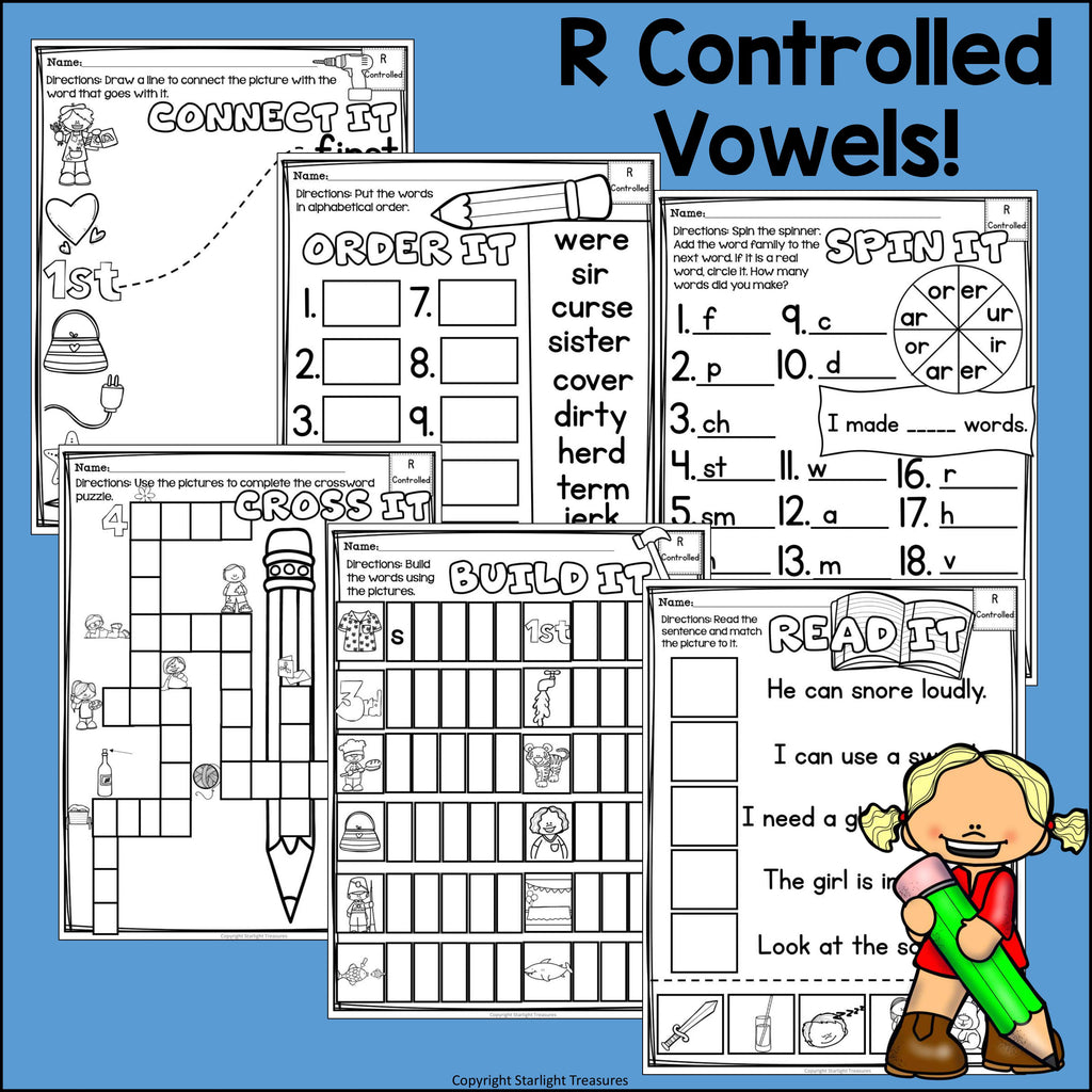 R Controlled Vowels Worksheets and Activities for Early Readers