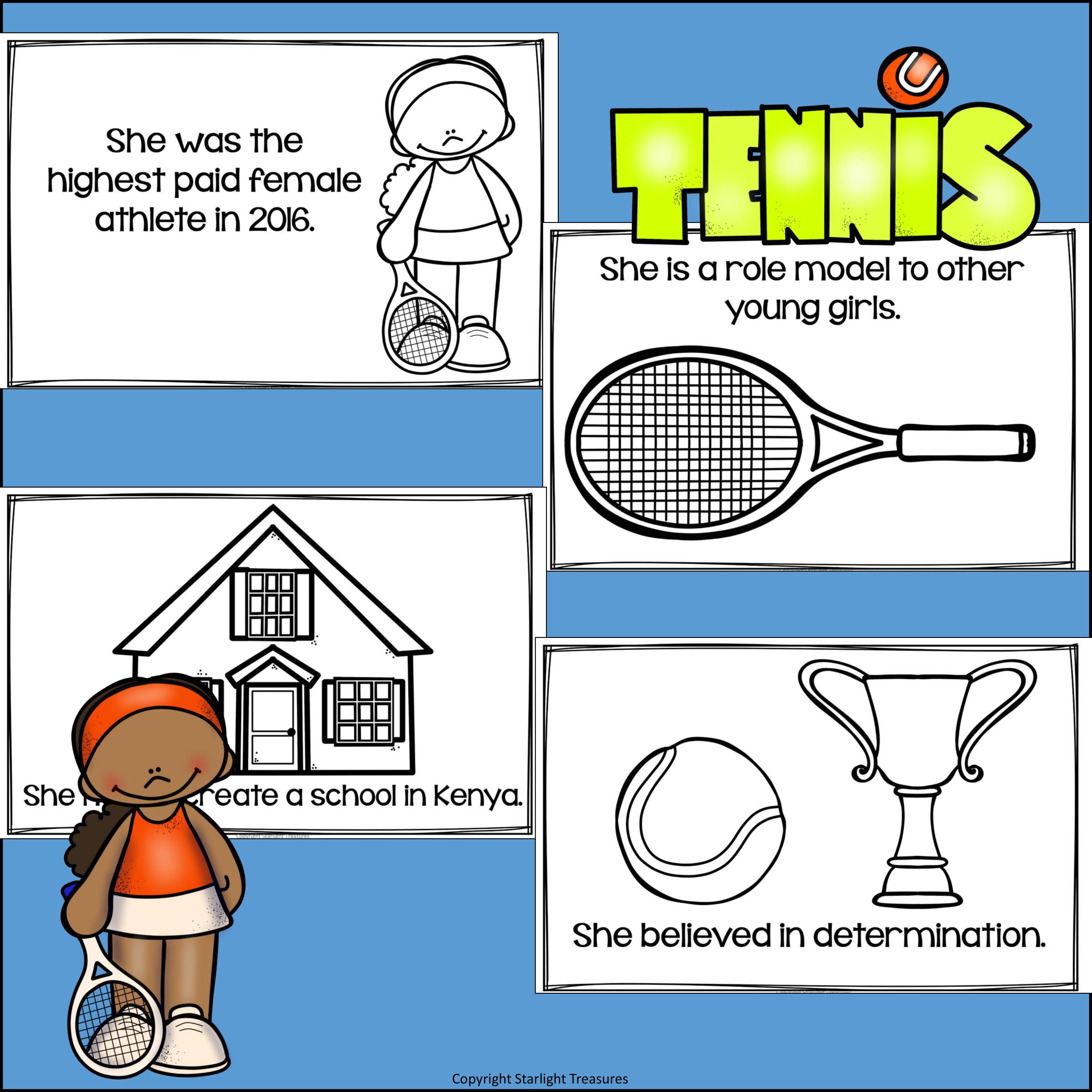 Serena Williams Mini Book for Early Readers: Women's History Month