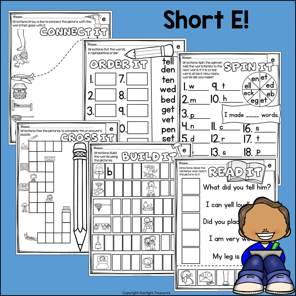 Short E Worksheets and Activities for Early Readers