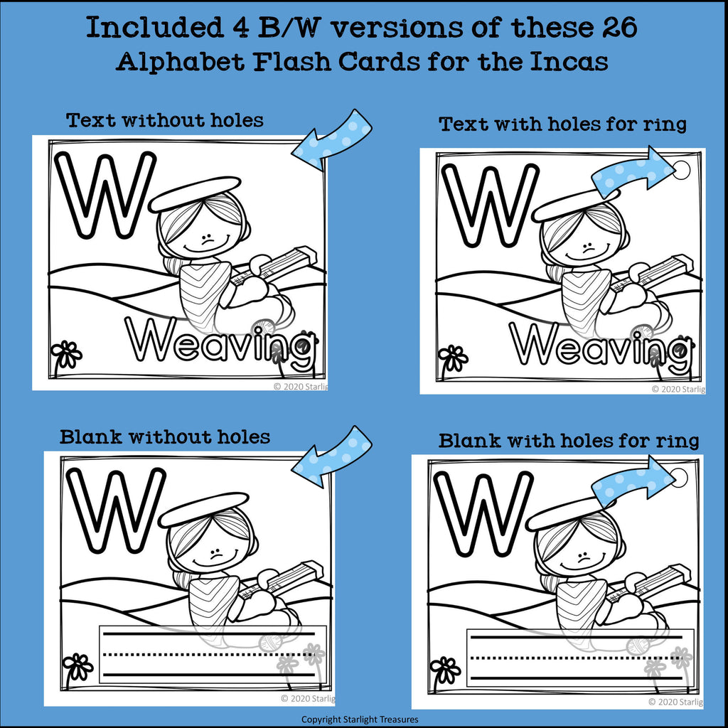 Alphabet Flash Cards for Early Readers - Incas