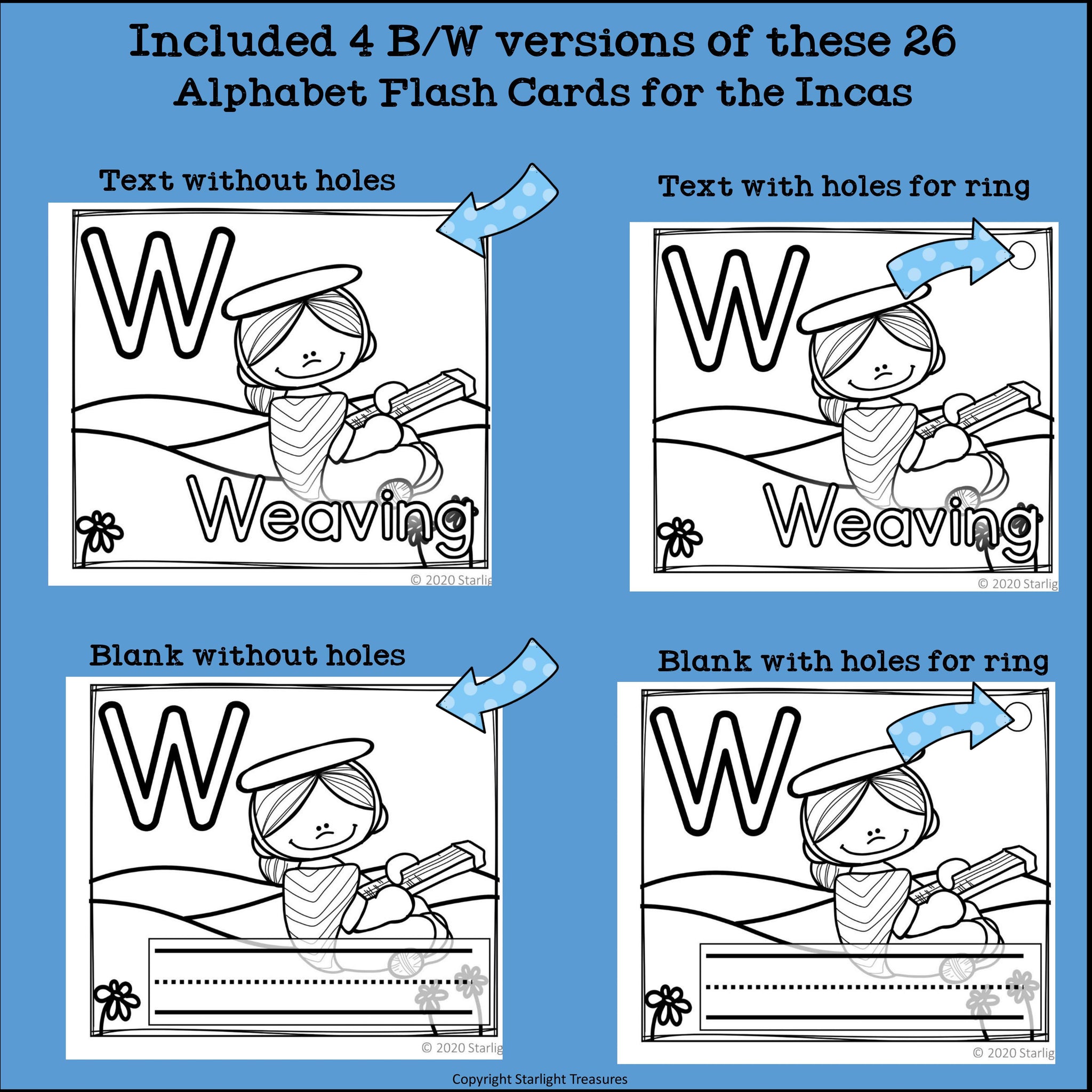 Alphabet Flash Cards for Early Readers - Incas – Starlight Treasures LLC