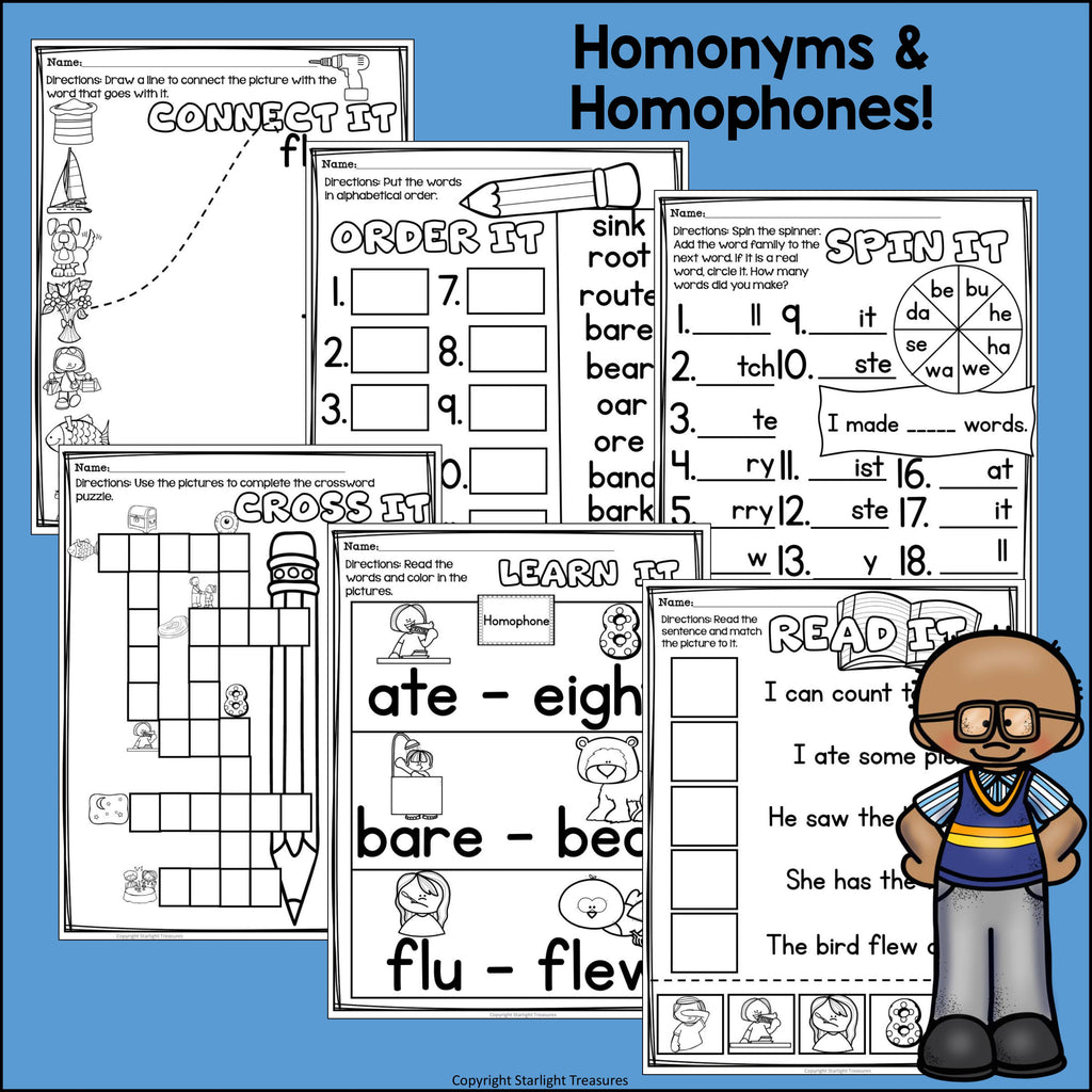 Homonyms and Homophones Worksheets and Activities for Early Readers