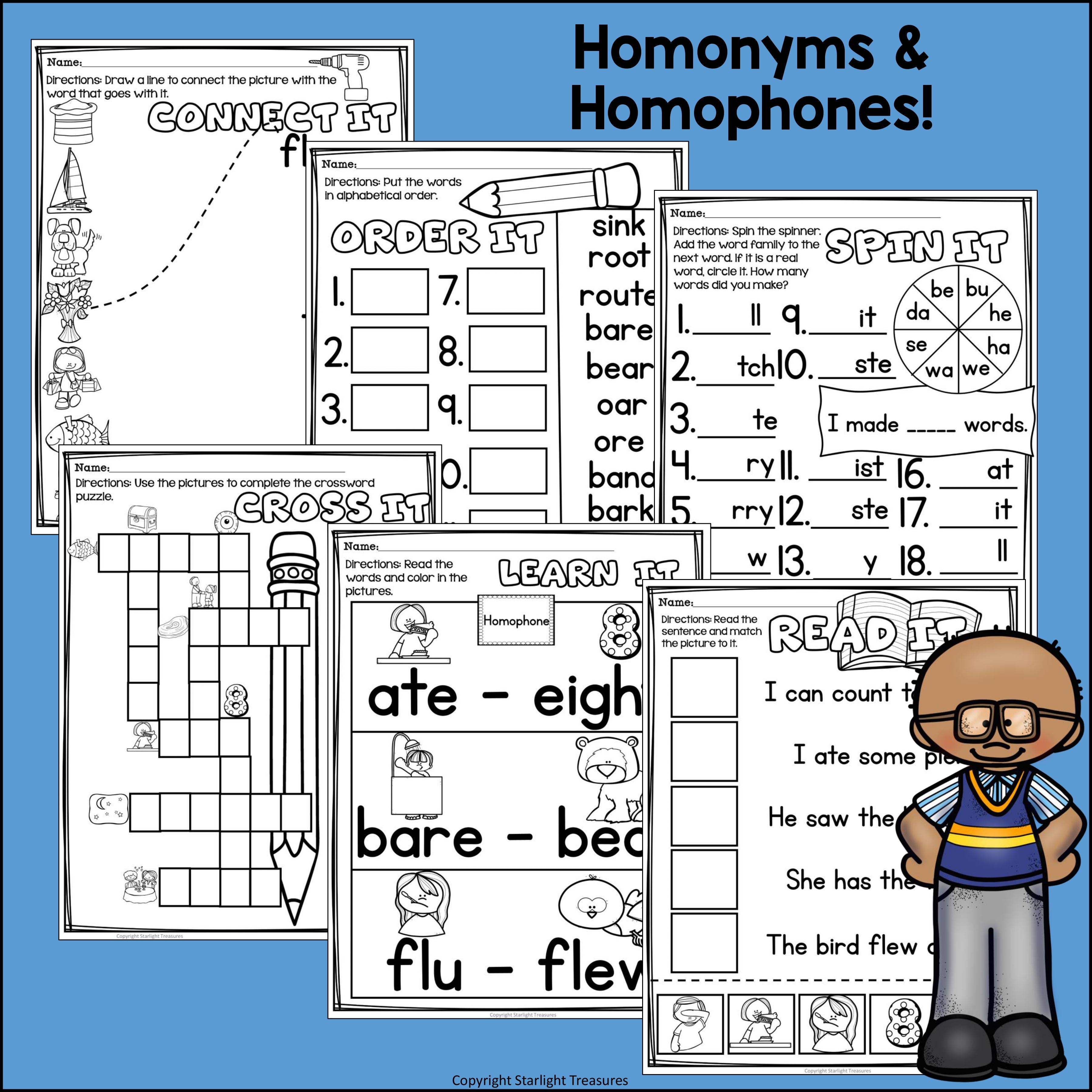 Homonyms and Homophones Worksheets and Activities for Early Readers