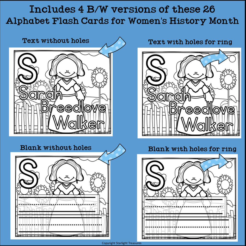 Alphabet Flash Cards for Early Readers - Women's History Month
