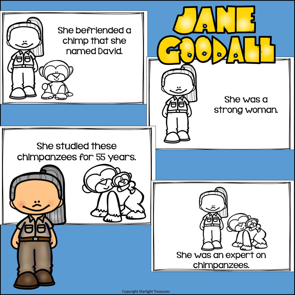 Jane Goodall Mini Book for Early Readers: Women's History Month
