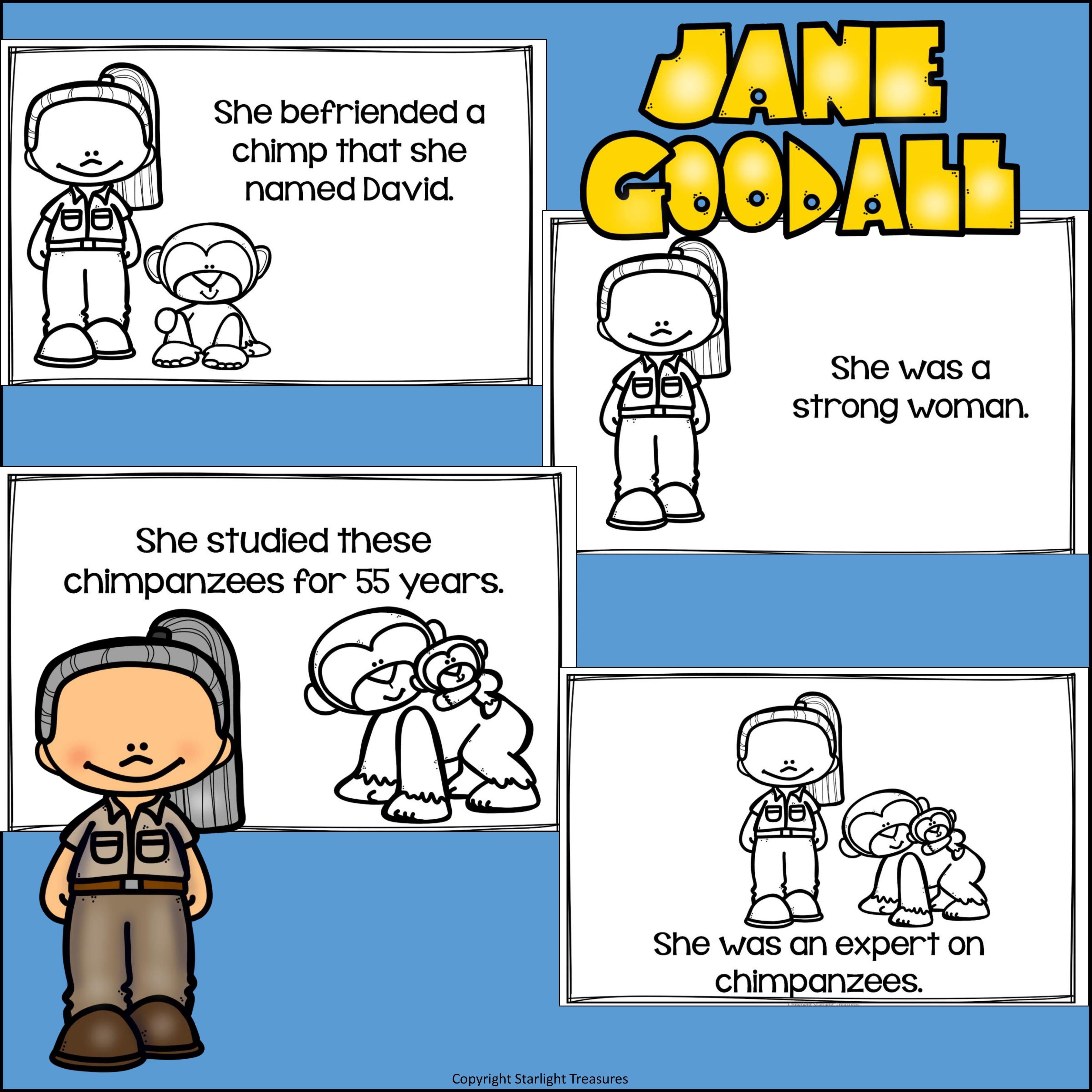 Jane Goodall Mini Book for Early Readers: Women's History Month